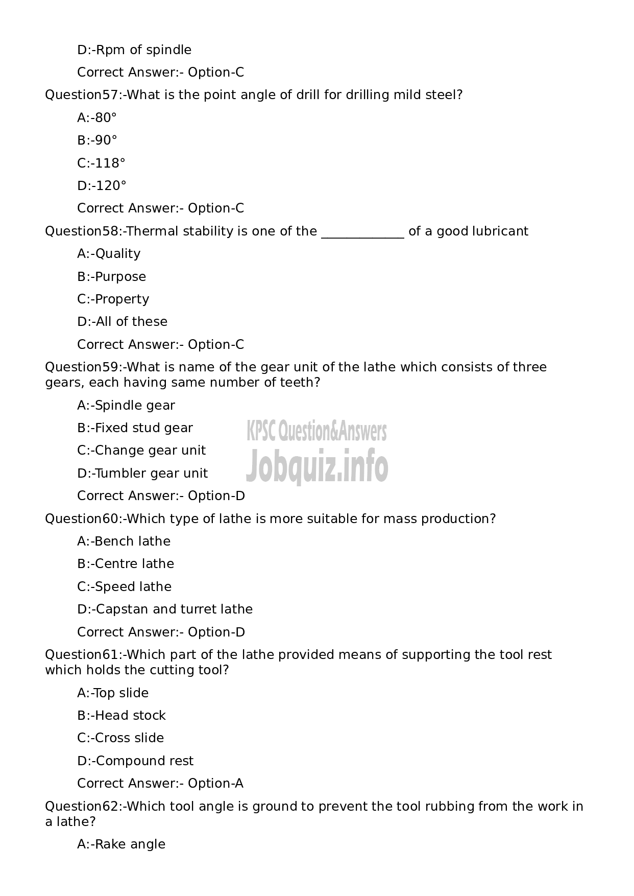 Kerala PSC Question Paper - Machinist (SR for SC/ST)-11