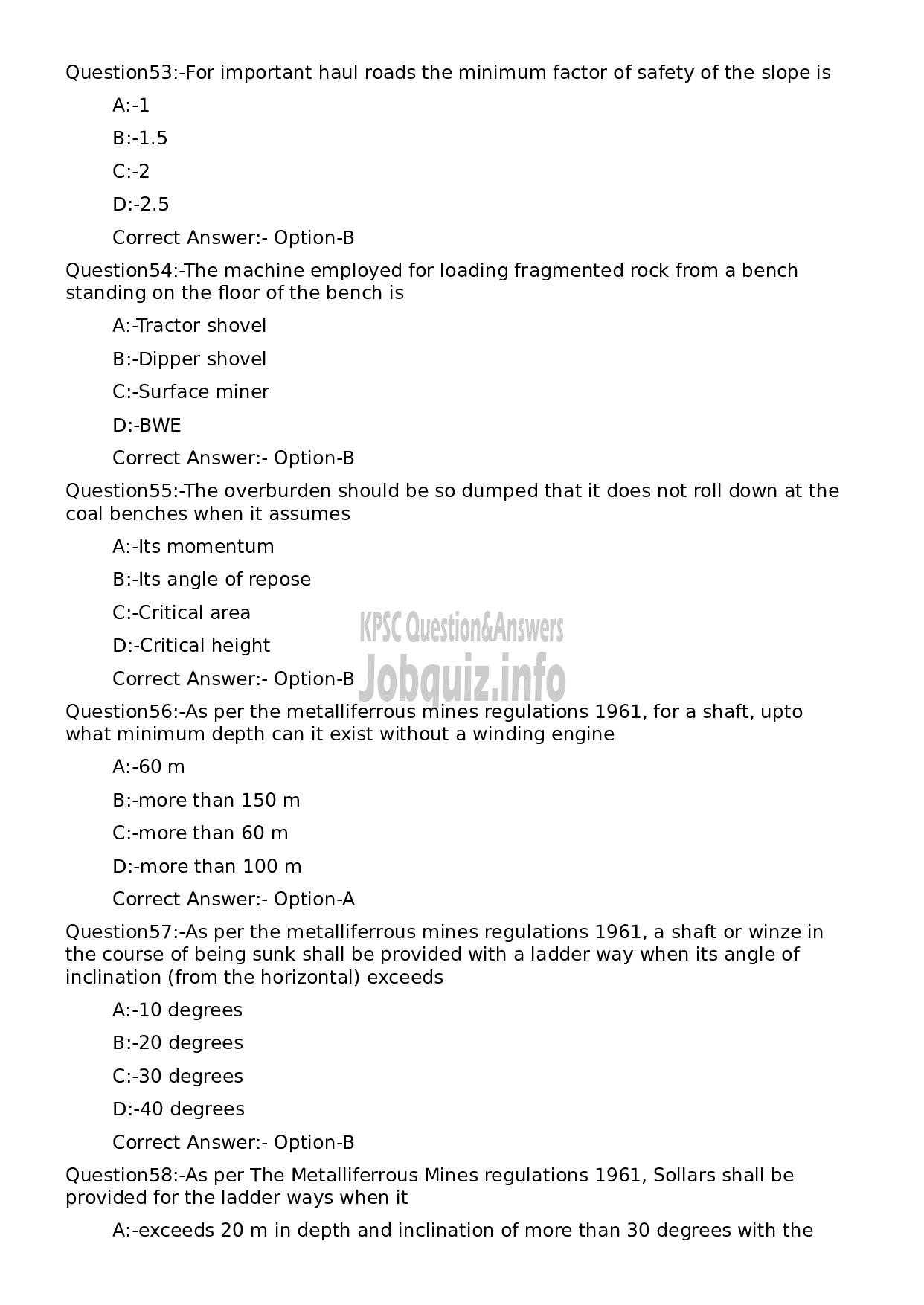 Kerala PSC Question Paper - Mate (Mines)-11