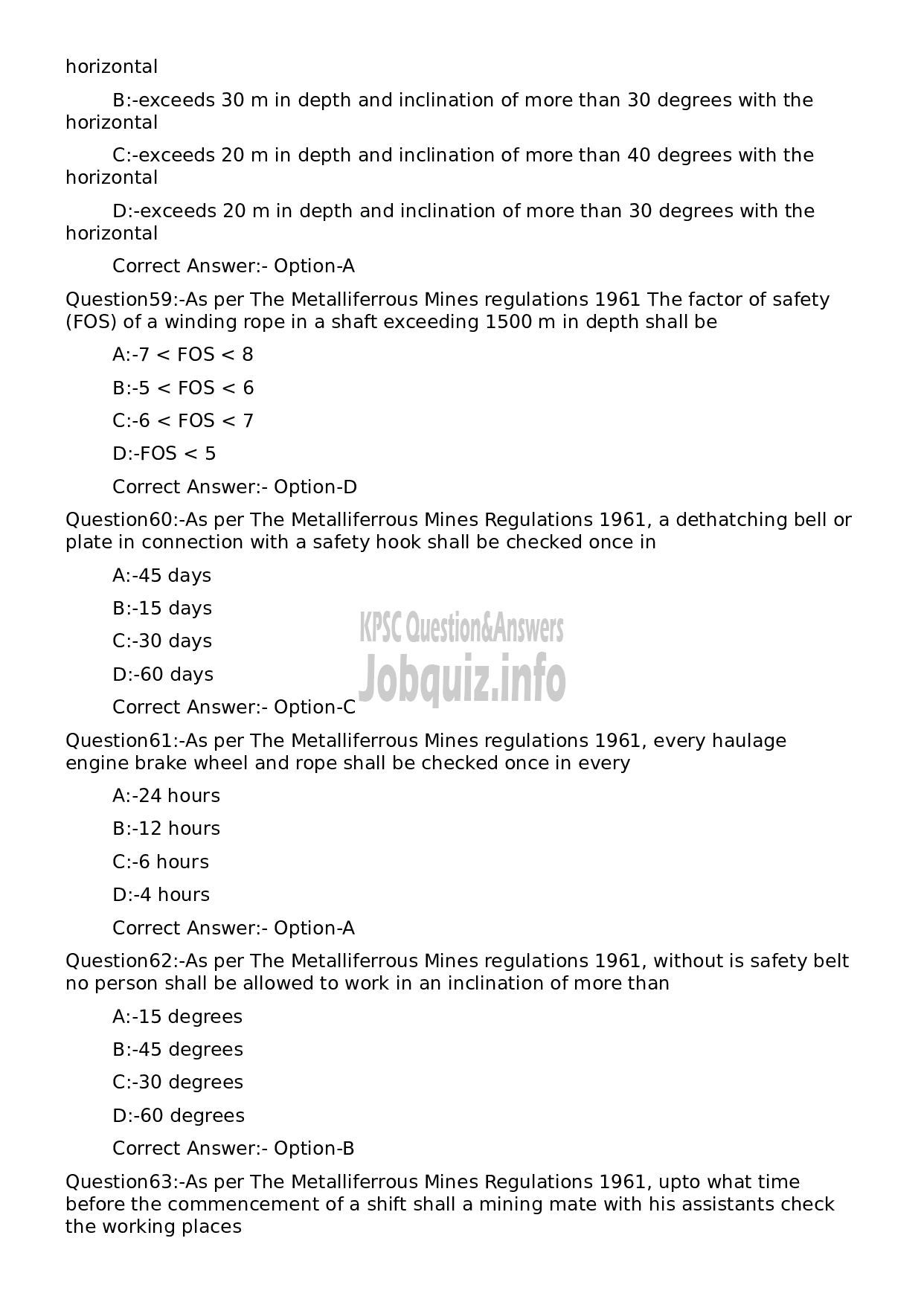 Kerala PSC Question Paper - Mate (Mines)-12