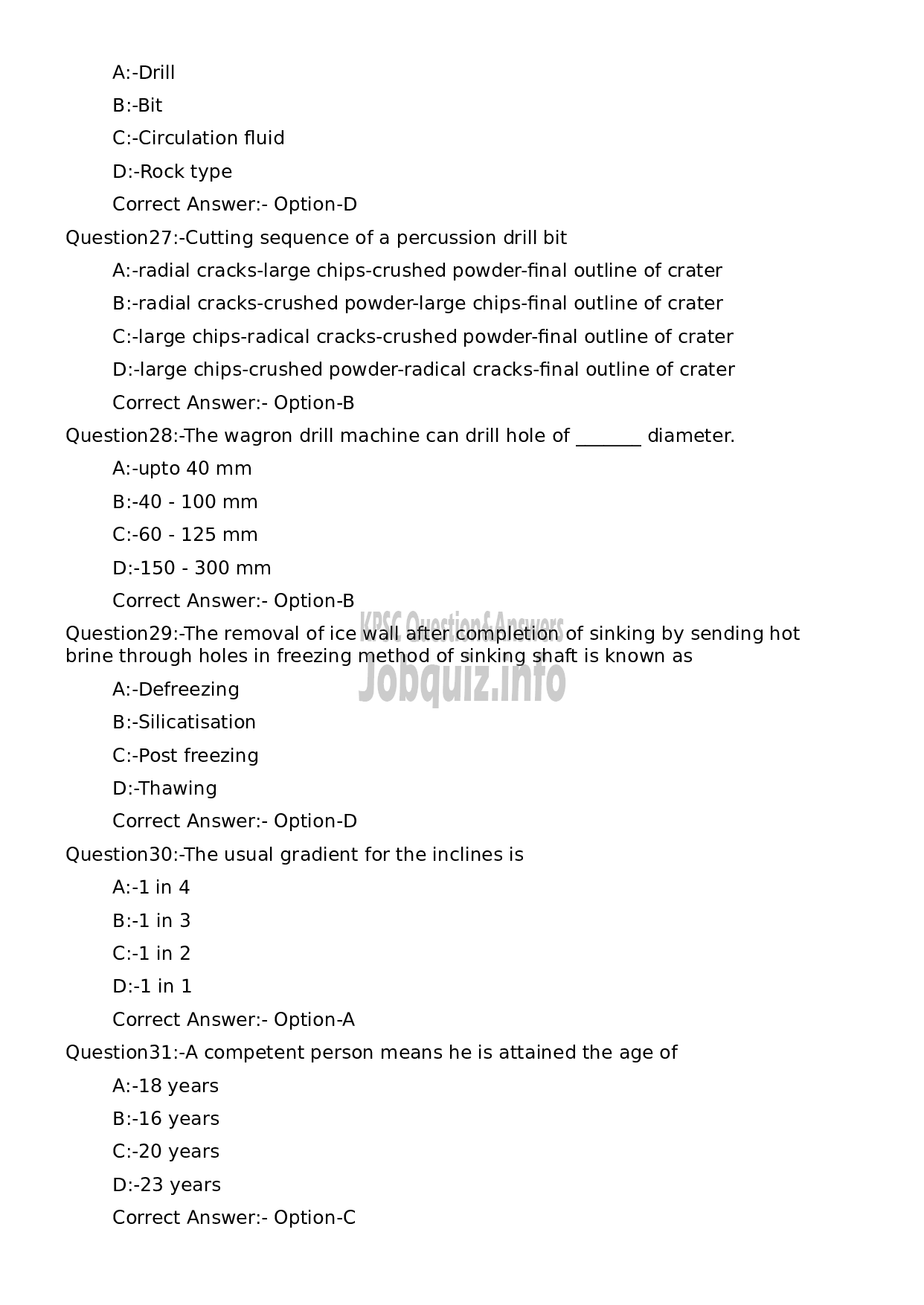 Kerala PSC Question Paper - Mate (Mines)-6