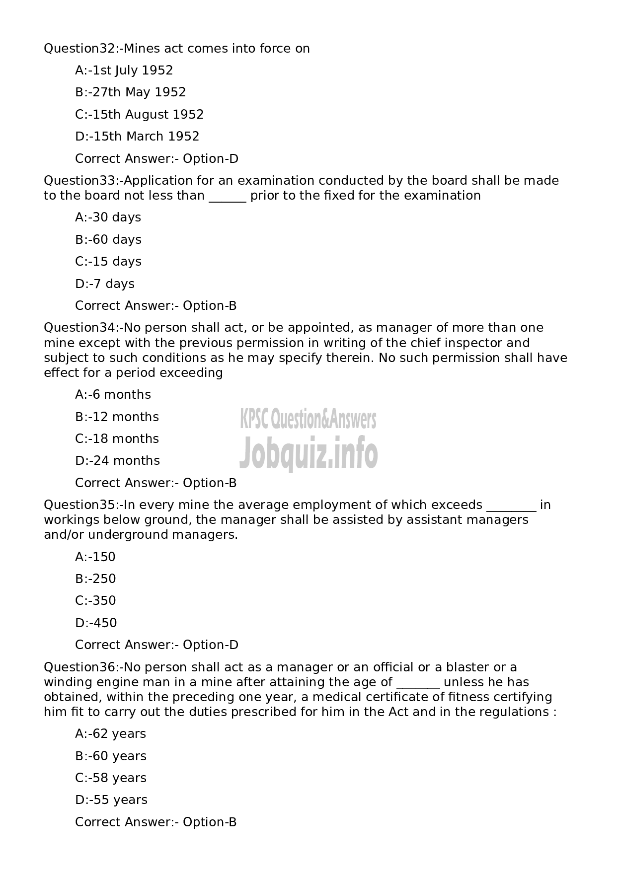 Kerala PSC Question Paper - Mate (Mines)-7