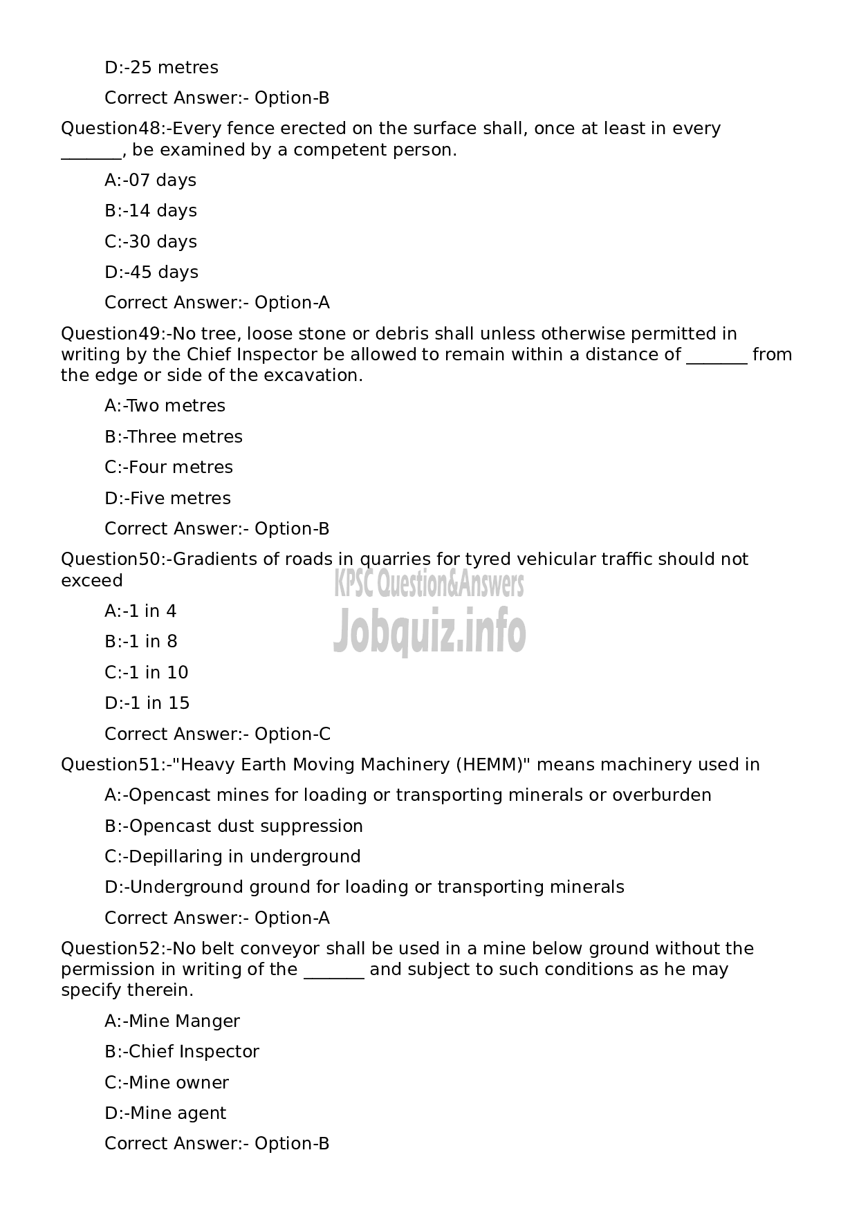 Kerala PSC Question Paper - Mate (Mines)-10