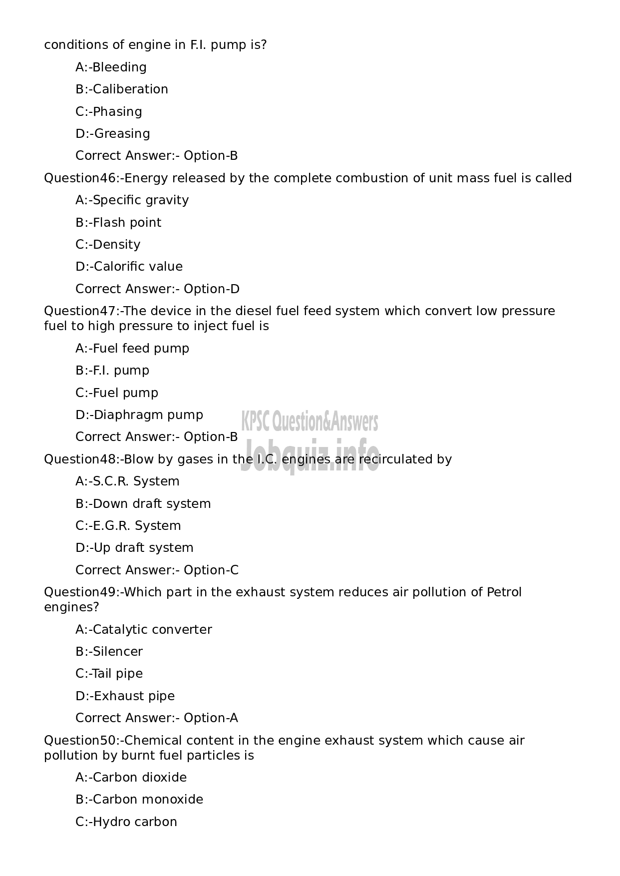 Kerala PSC Question Paper - Mechanic-9