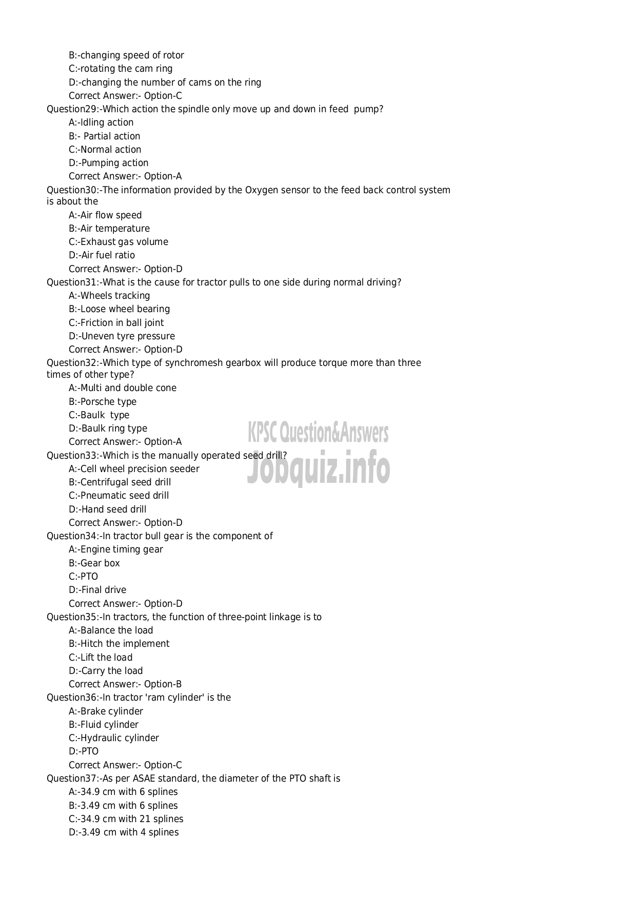 Kerala PSC Question Paper - Mechanic-4