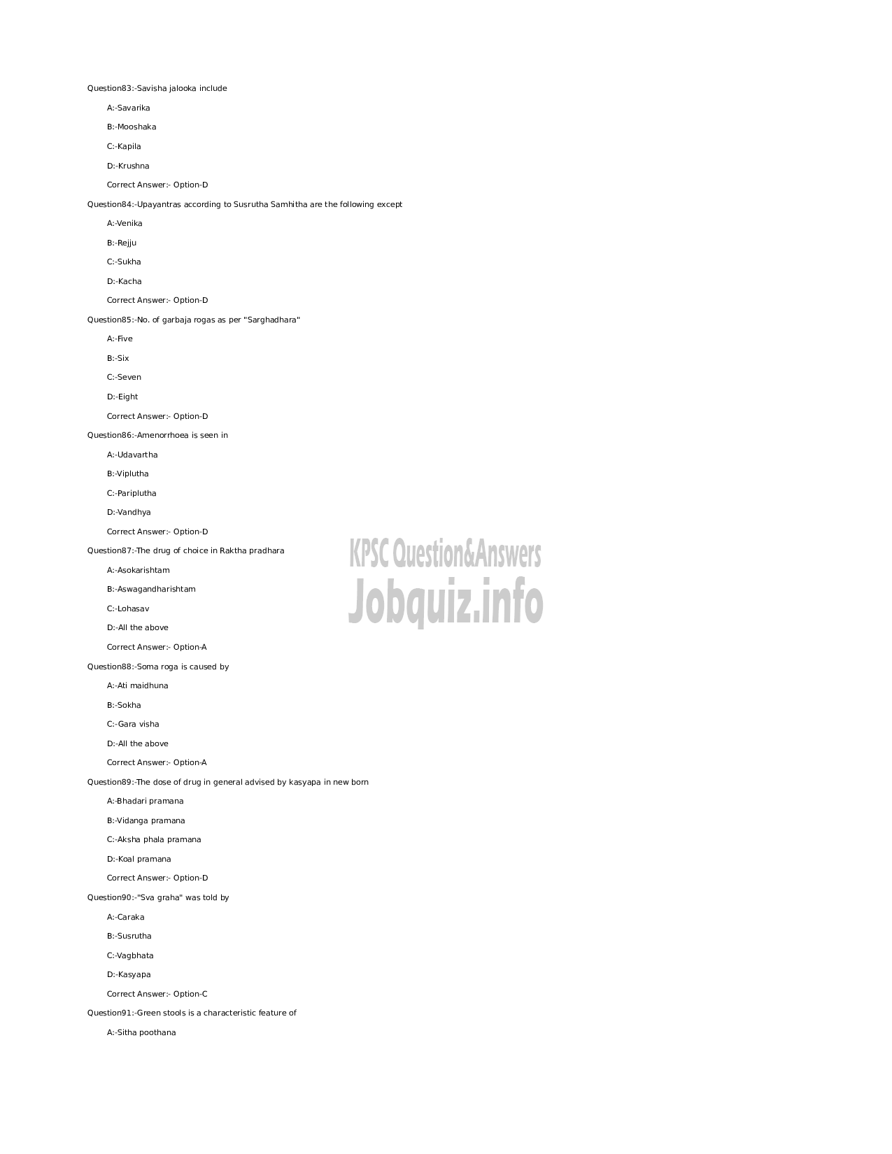 Kerala PSC Question Paper - Medical Officer (Ayurveda) (SR for SC/ST) - Indian Systems of Medicine-11