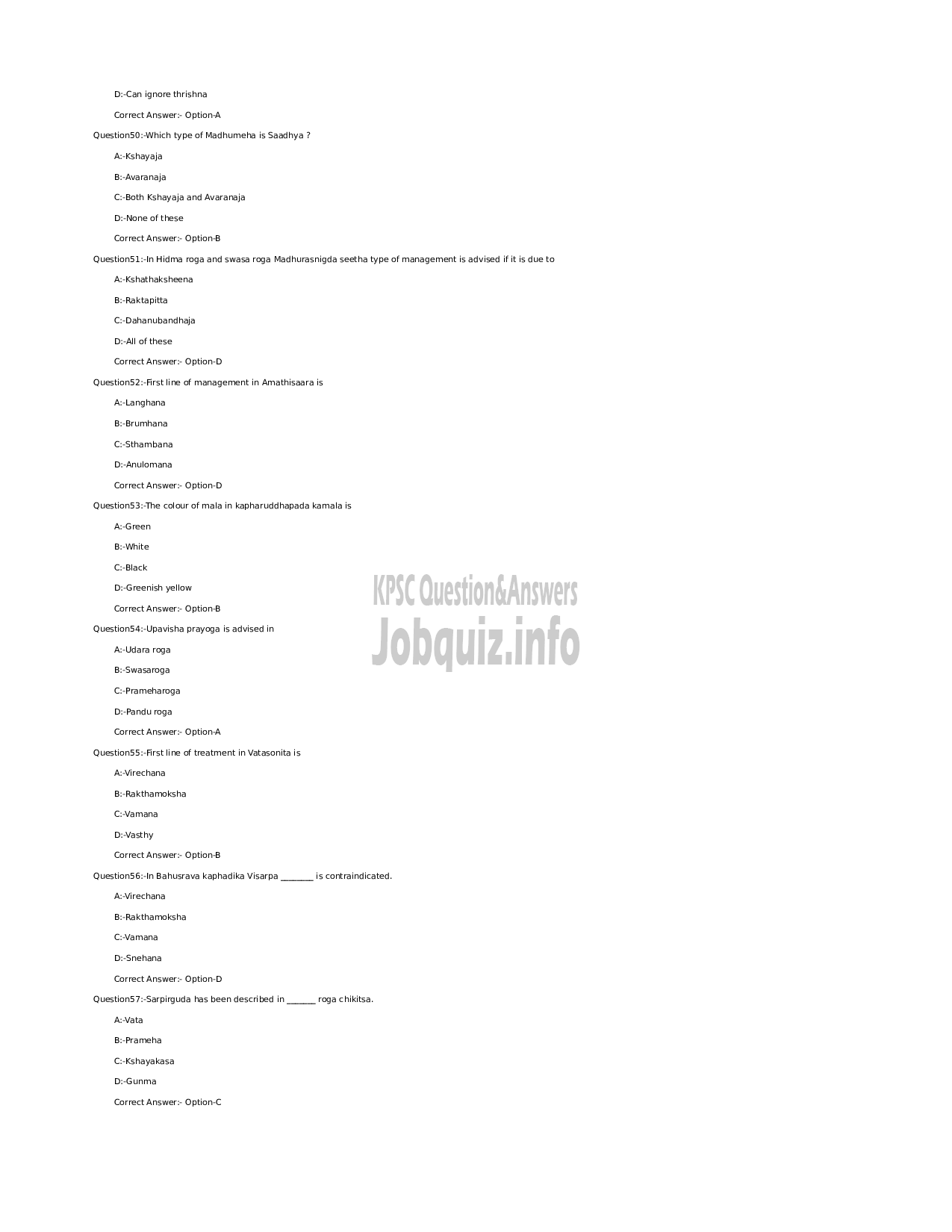 Kerala PSC Question Paper - Medical Officer (Ayurveda) (SR for SC/ST) - Indian Systems of Medicine-7