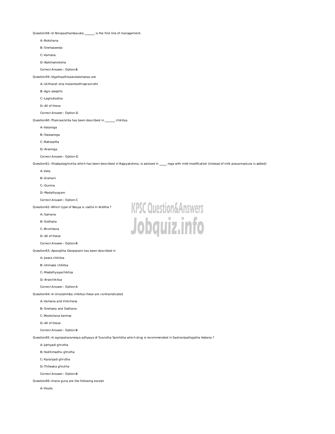 Kerala PSC Question Paper - Medical Officer (Ayurveda) (SR for SC/ST) - Indian Systems of Medicine-8