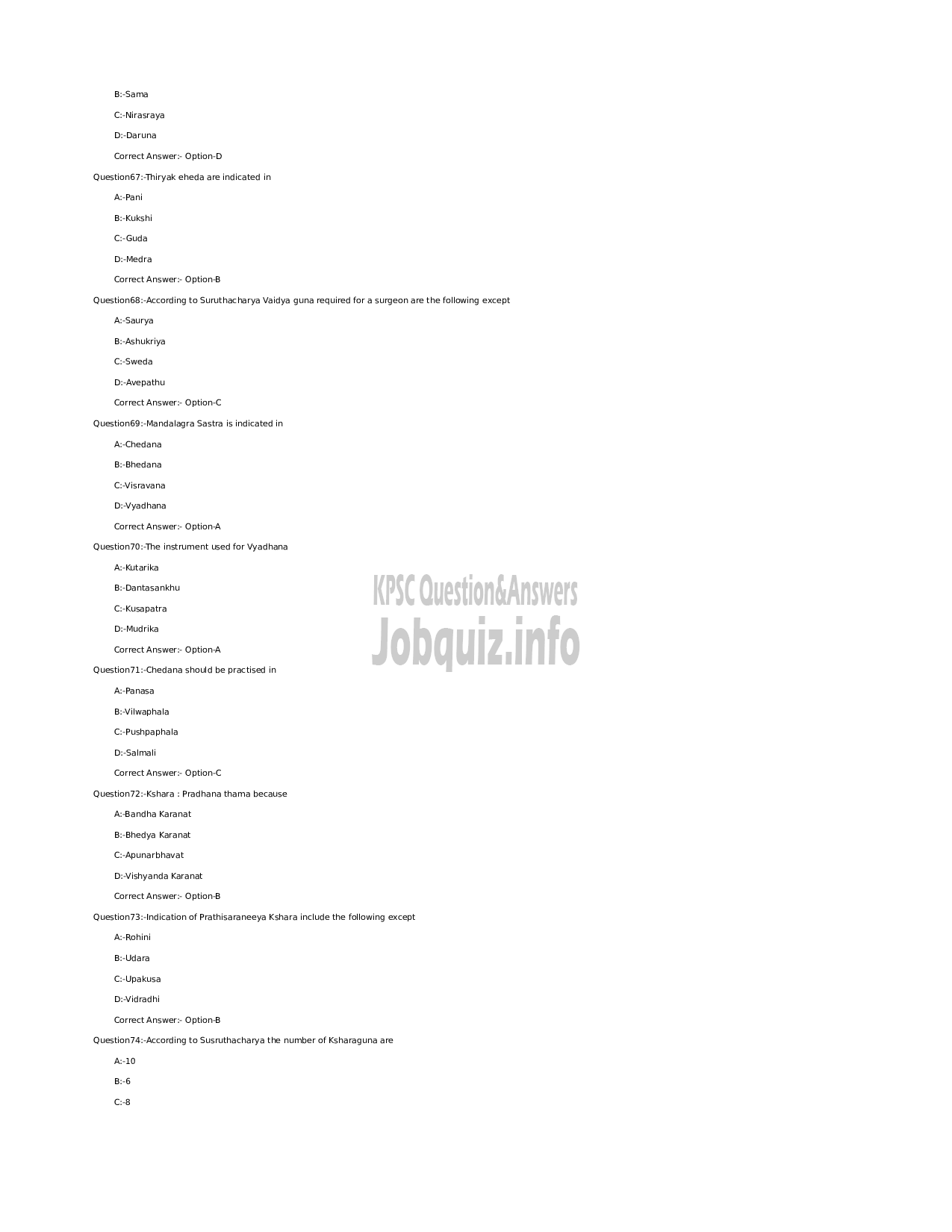 Kerala PSC Question Paper - Medical Officer (Ayurveda) (SR for SC/ST) - Indian Systems of Medicine-9