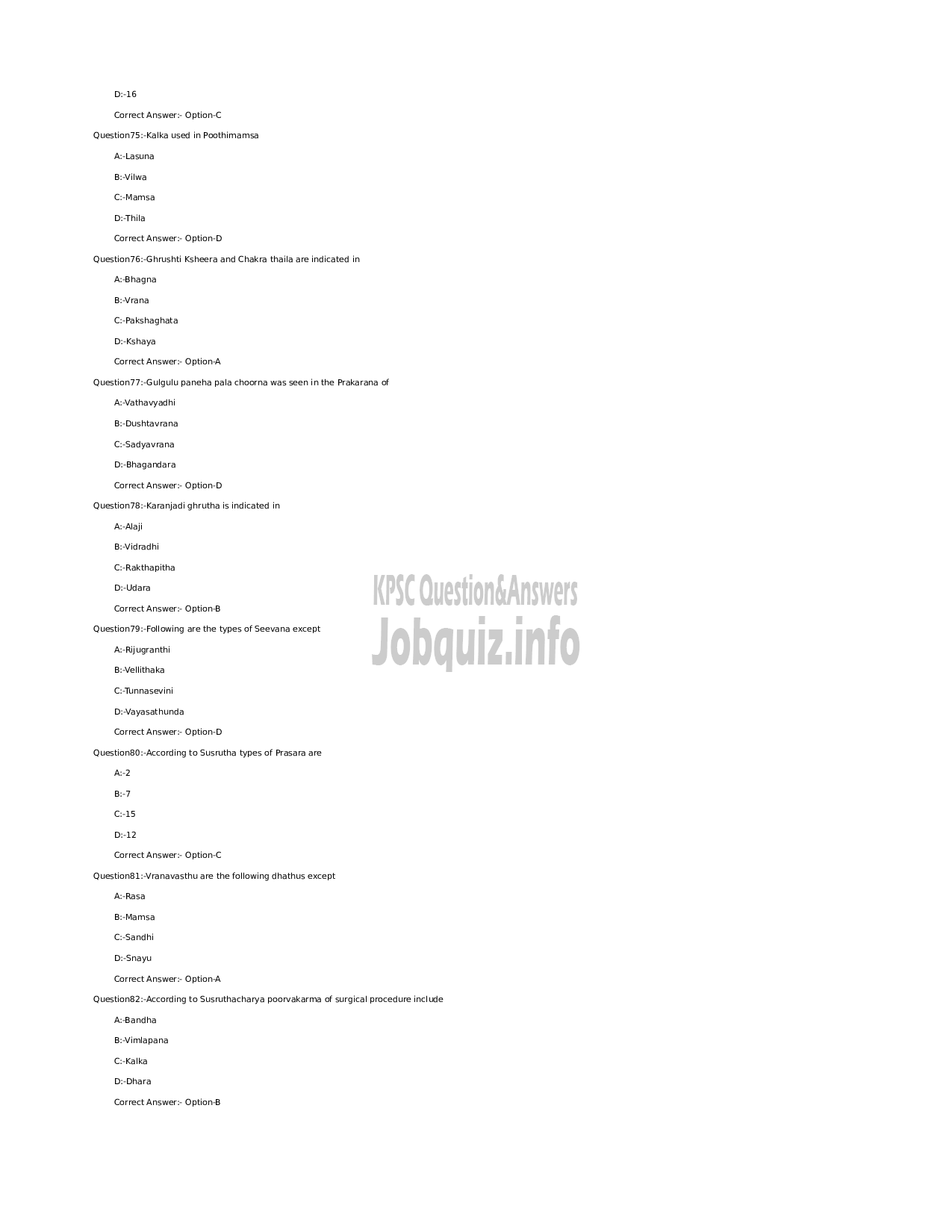 Kerala PSC Question Paper - Medical Officer (Ayurveda) (SR for SC/ST) - Indian Systems of Medicine-10