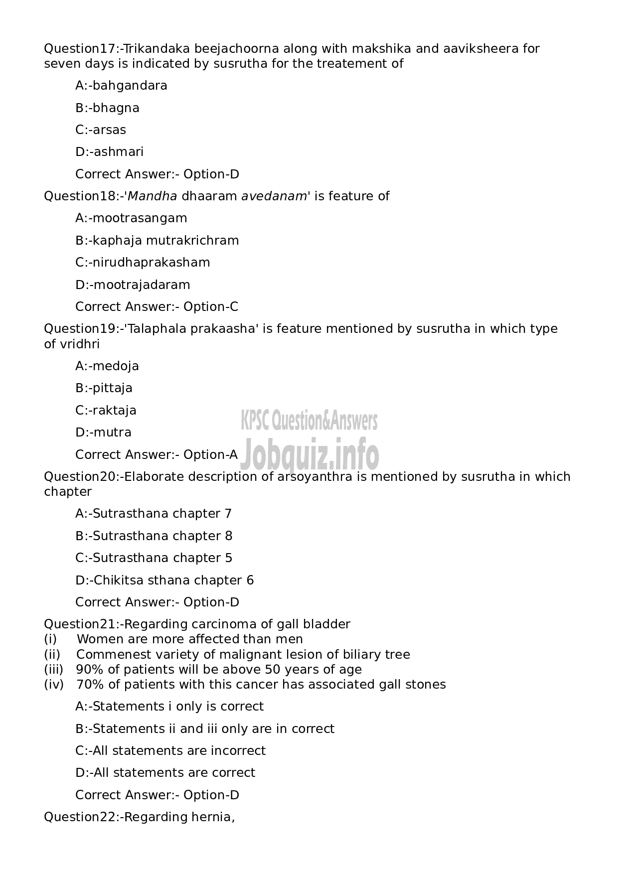 Kerala PSC Question Paper - Medical Officer (Marma)-5