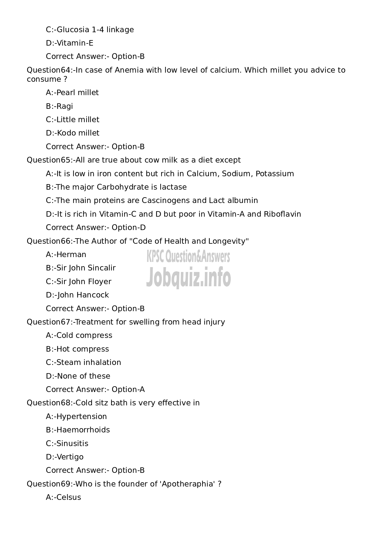 Kerala PSC Question Paper - Medical Officer (Nature Cure)-12