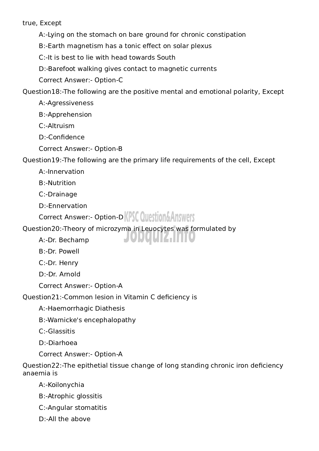 Kerala PSC Question Paper - Medical Officer (Nature Cure)-4