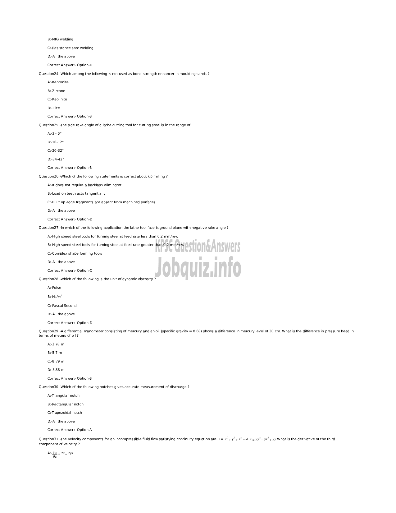 Kerala PSC Question Paper - Motor Transport Inspector (Technical)  -  Police Motor Transport Wing -4