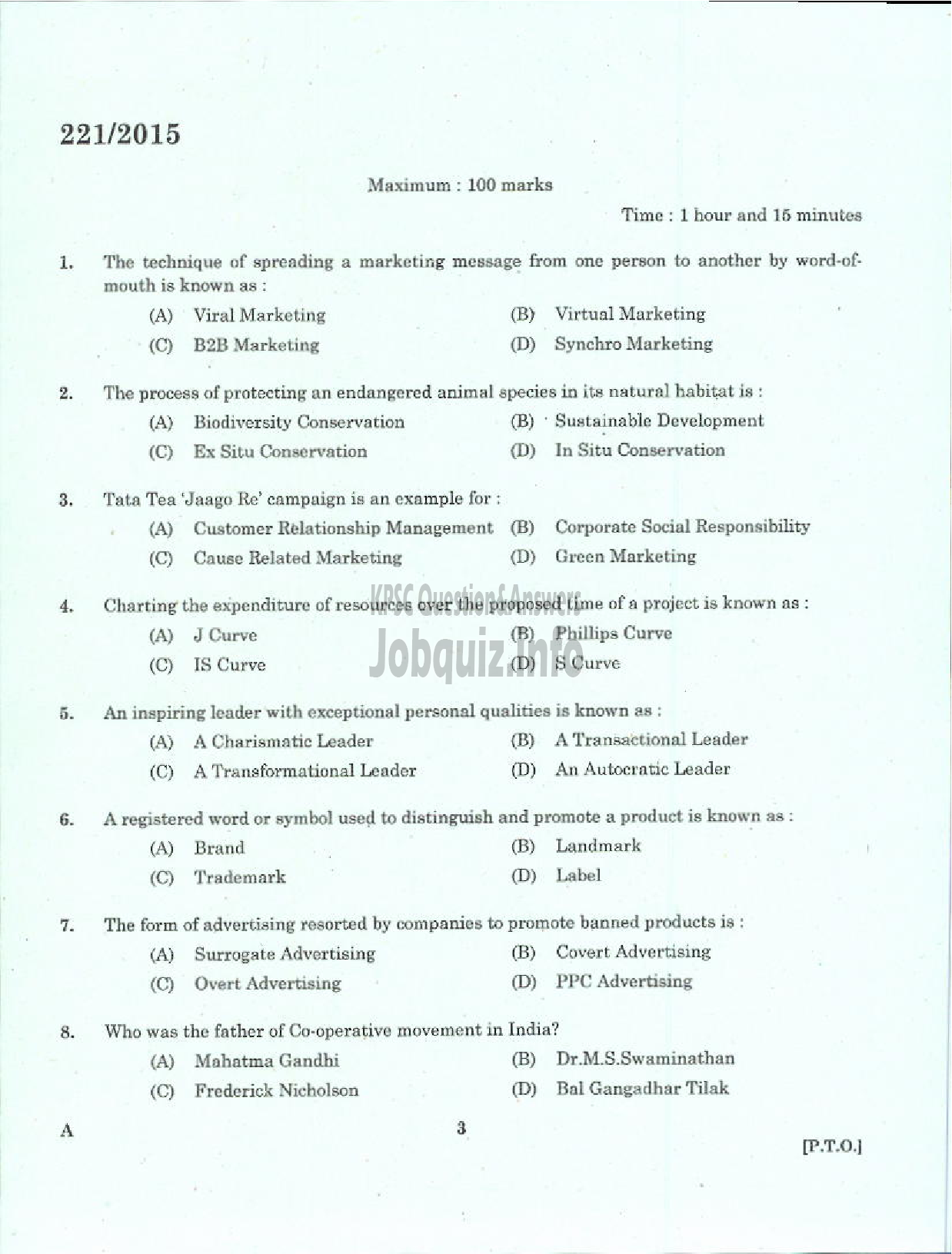 Kerala PSC Question Paper - NON VOCATIONAL TEACHER GENERAL FOUNDATION COURSE JUNIOR VHSE-1