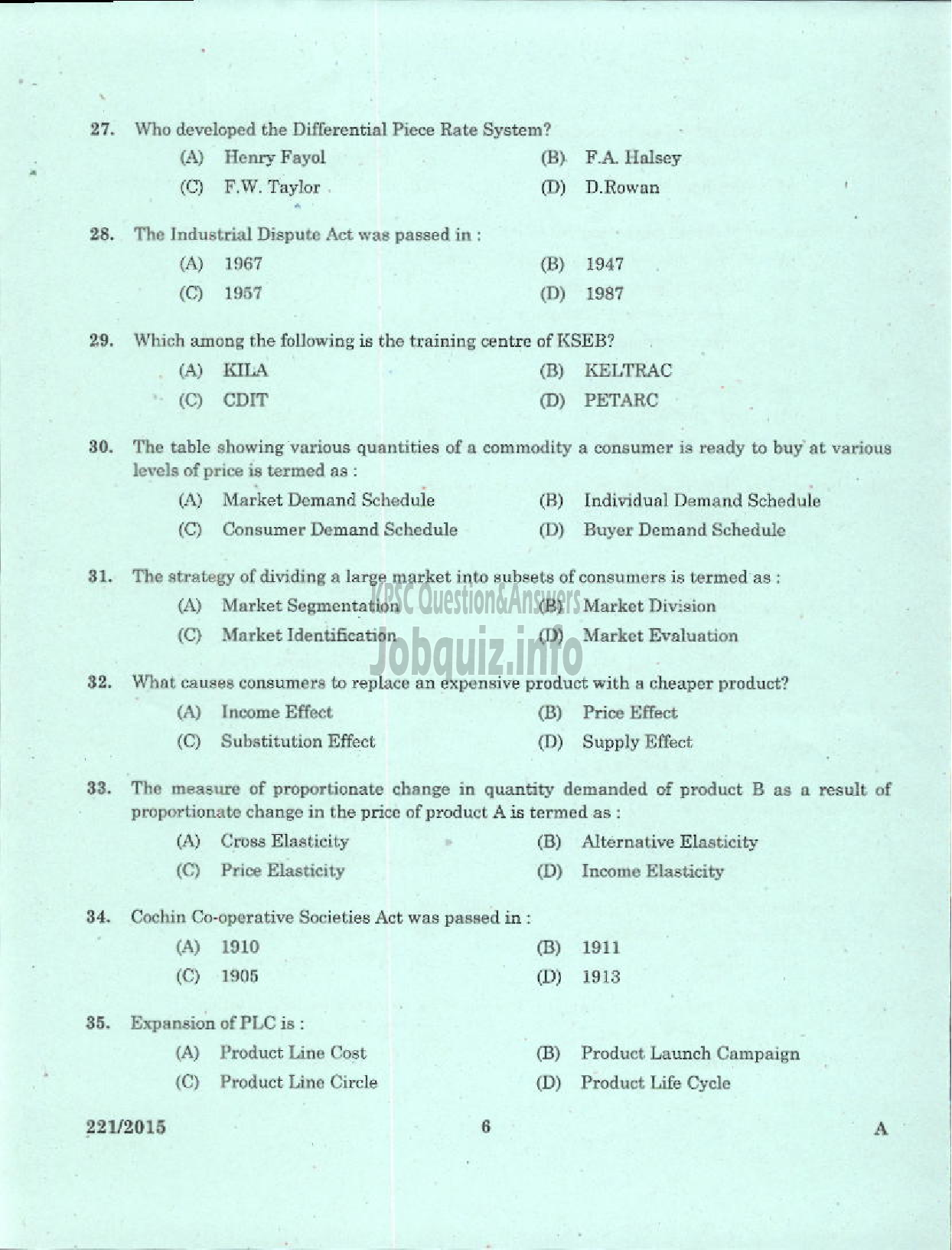 Kerala PSC Question Paper - NON VOCATIONAL TEACHER GENERAL FOUNDATION COURSE JUNIOR VHSE-4