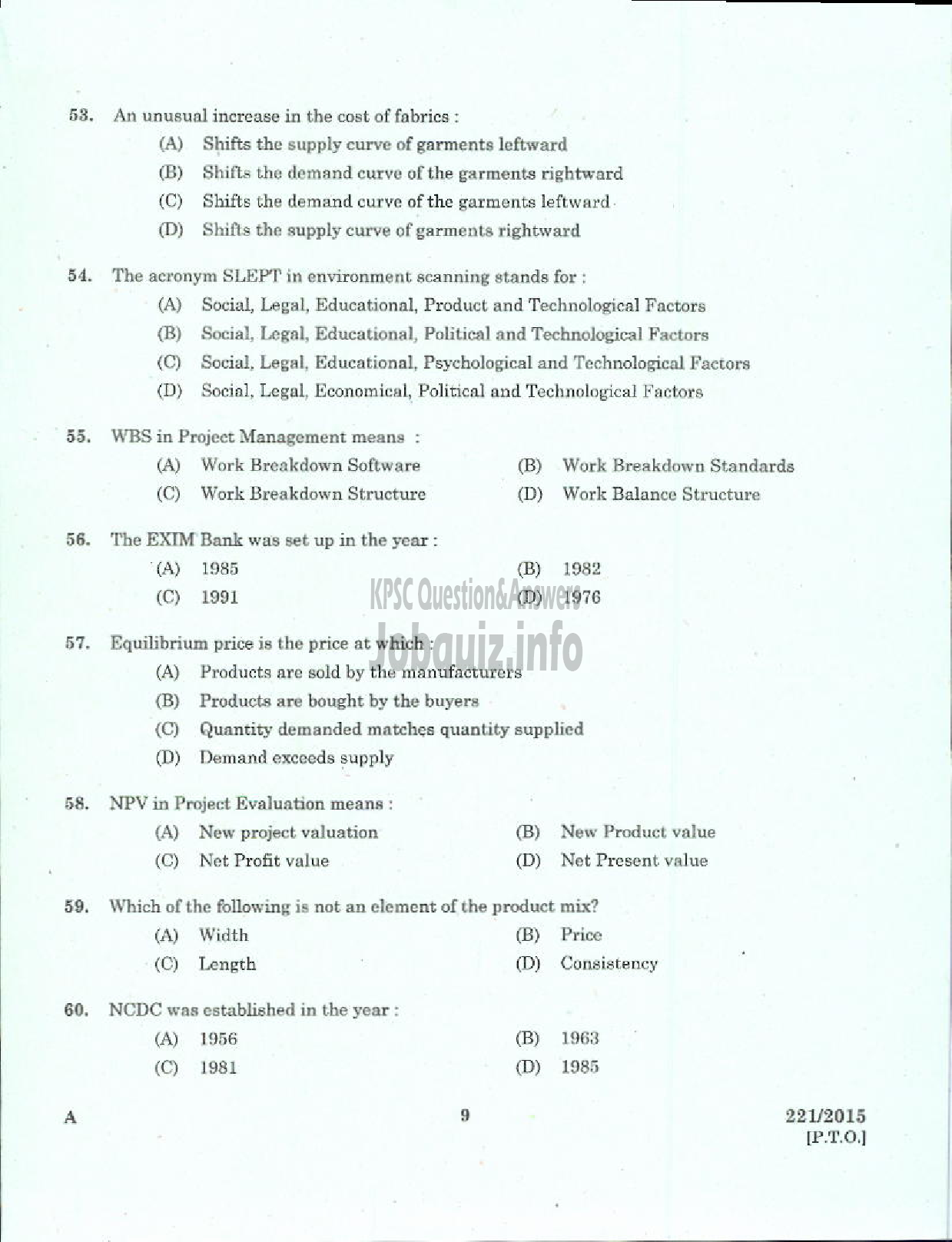 Kerala PSC Question Paper - NON VOCATIONAL TEACHER GENERAL FOUNDATION COURSE JUNIOR VHSE-7