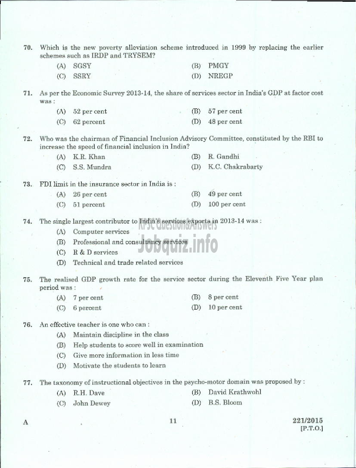 Kerala PSC Question Paper - NON VOCATIONAL TEACHER GENERAL FOUNDATION COURSE JUNIOR VHSE-9