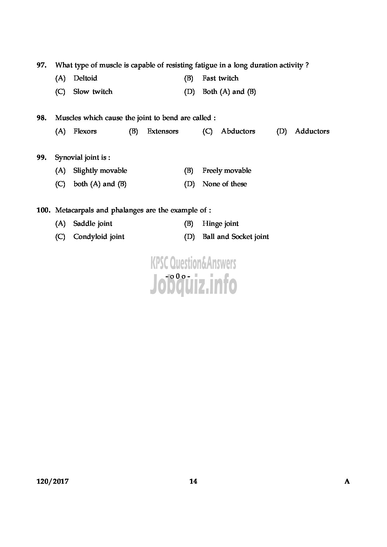 Kerala PSC Question Paper - NSTRUCTOR IN PHYSICAL EDUCATION PHYSICAL INSTRUCTOR TECHNICAL EDUCATION GOVERNMENT POLYTECHNICS-14