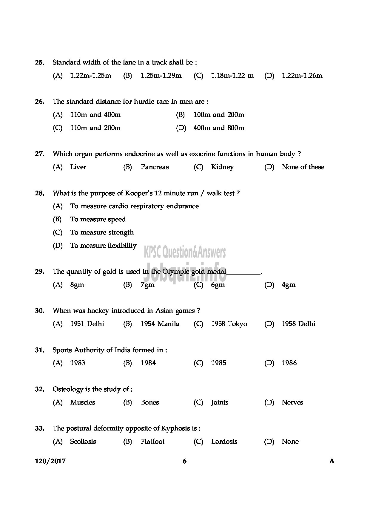 Kerala PSC Question Paper - NSTRUCTOR IN PHYSICAL EDUCATION PHYSICAL INSTRUCTOR TECHNICAL EDUCATION GOVERNMENT POLYTECHNICS-6