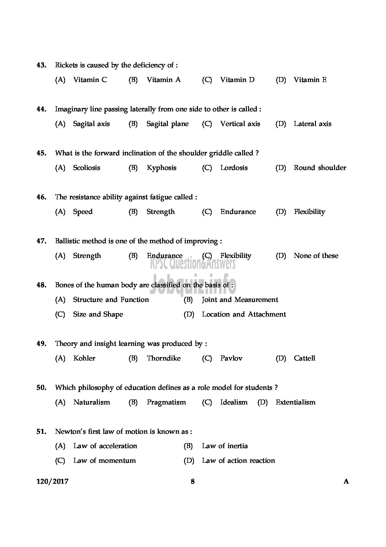 Kerala PSC Question Paper - NSTRUCTOR IN PHYSICAL EDUCATION PHYSICAL INSTRUCTOR TECHNICAL EDUCATION GOVERNMENT POLYTECHNICS-8