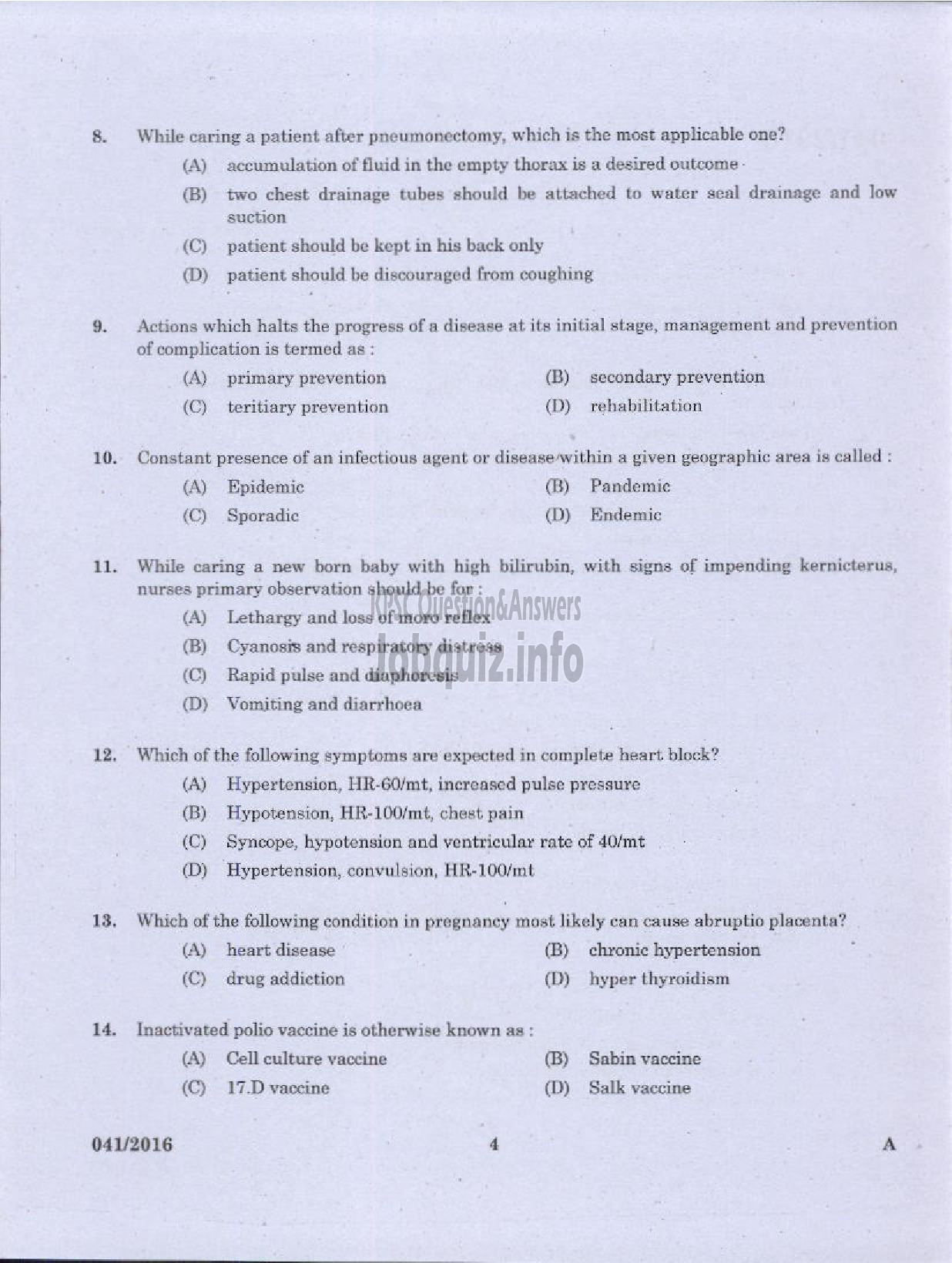 Kerala PSC Question Paper - NURSE GRADE II HOMOEO HOMOEOPATHY-2