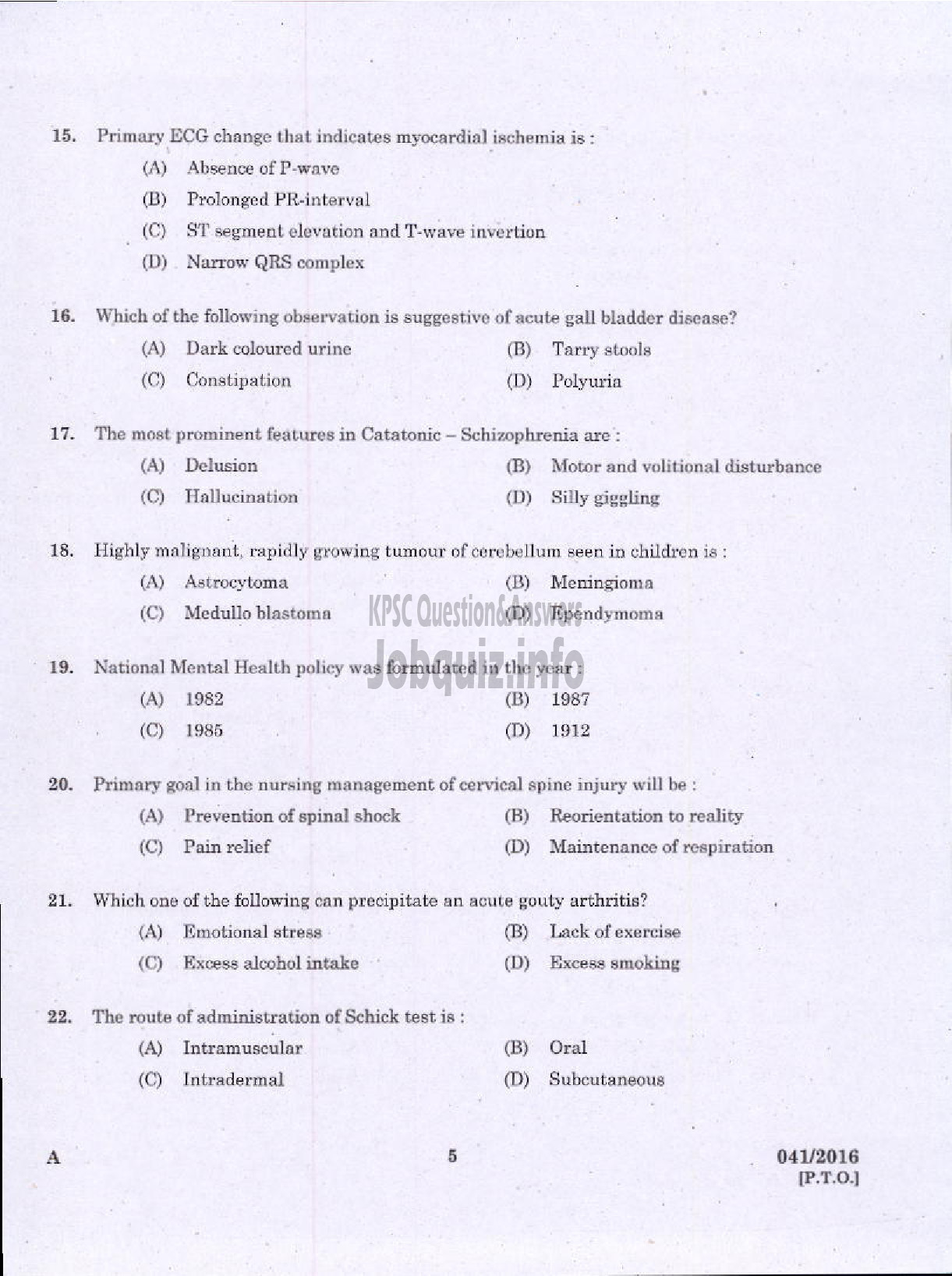 Kerala PSC Question Paper - NURSE GRADE II HOMOEO HOMOEOPATHY-3