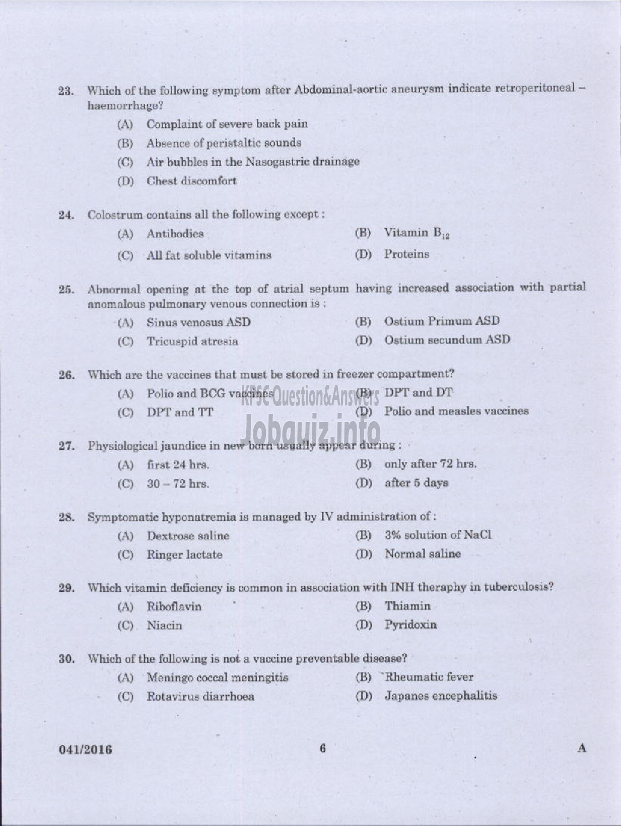 Kerala PSC Question Paper - NURSE GRADE II HOMOEO HOMOEOPATHY-4