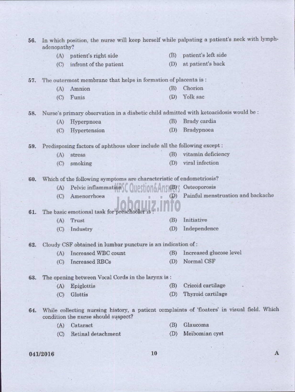 Kerala PSC Question Paper - NURSE GRADE II HOMOEO HOMOEOPATHY-8