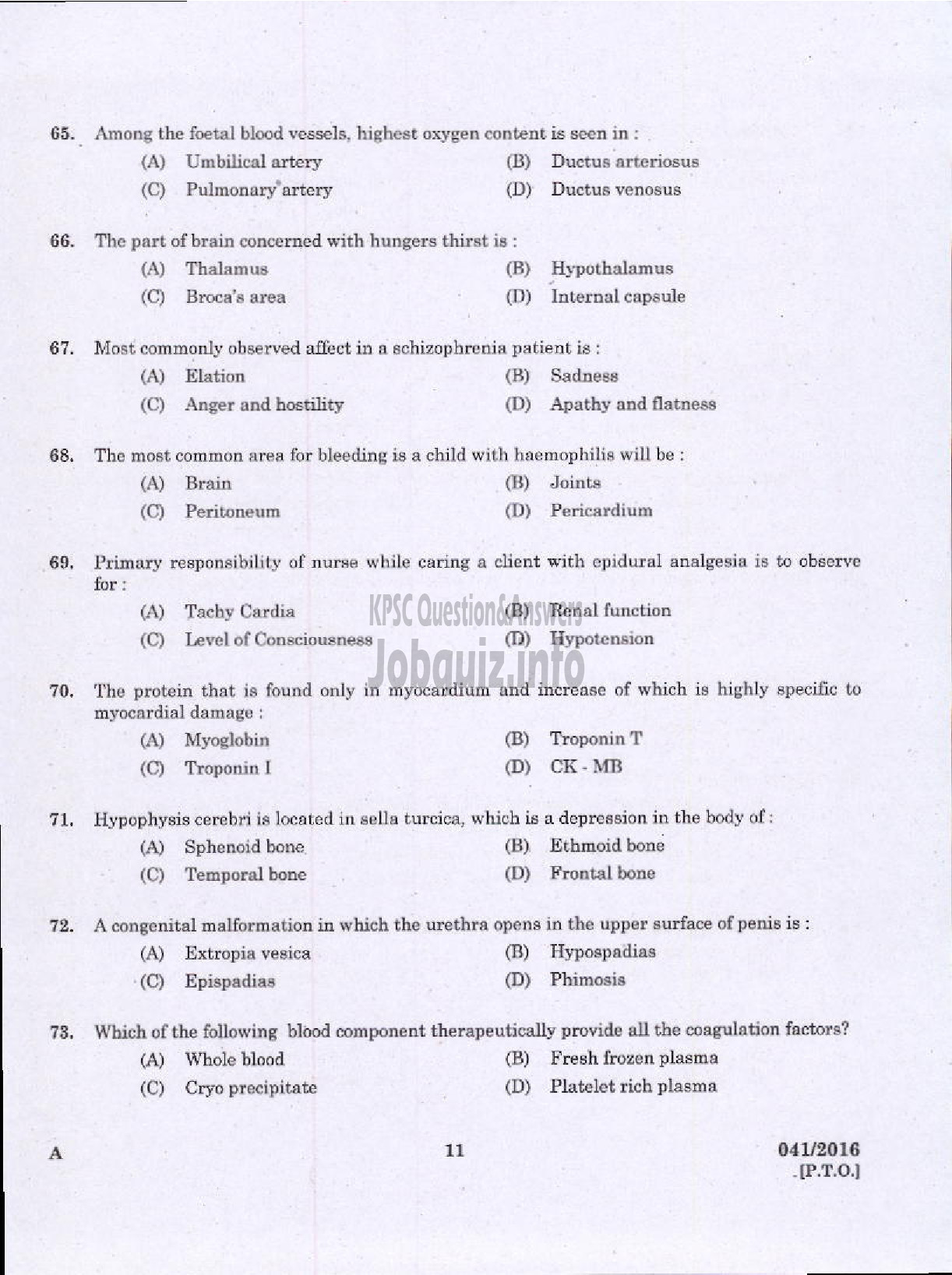 Kerala PSC Question Paper - NURSE GRADE II HOMOEO HOMOEOPATHY-9