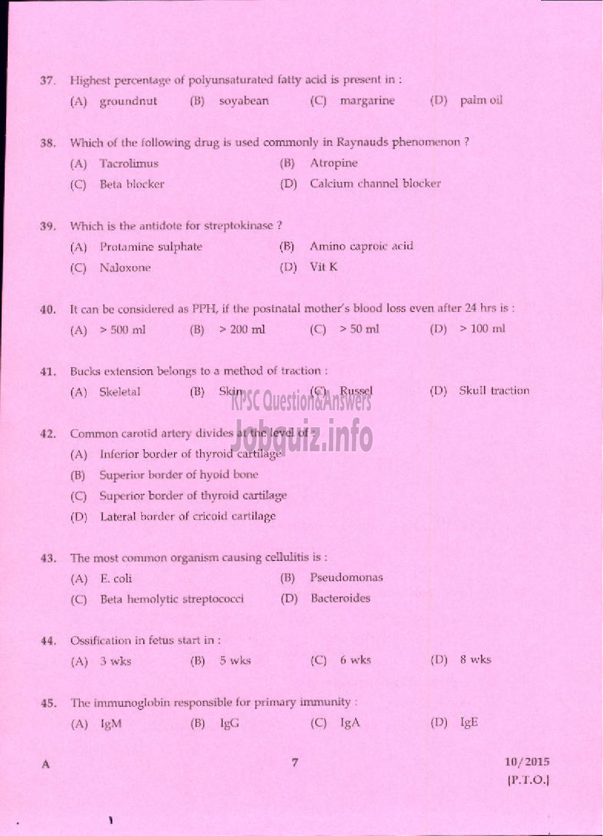 Kerala PSC Question Paper - NURSING TUTOR HEALTH SERVICE-5