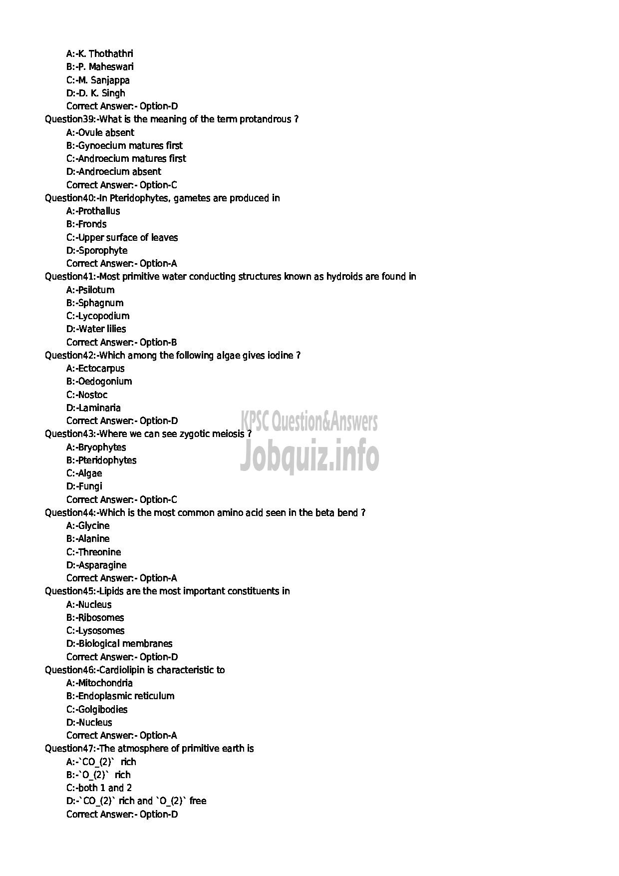 Kerala PSC Question Paper - NVT BIOLOGY JR VHSE-5