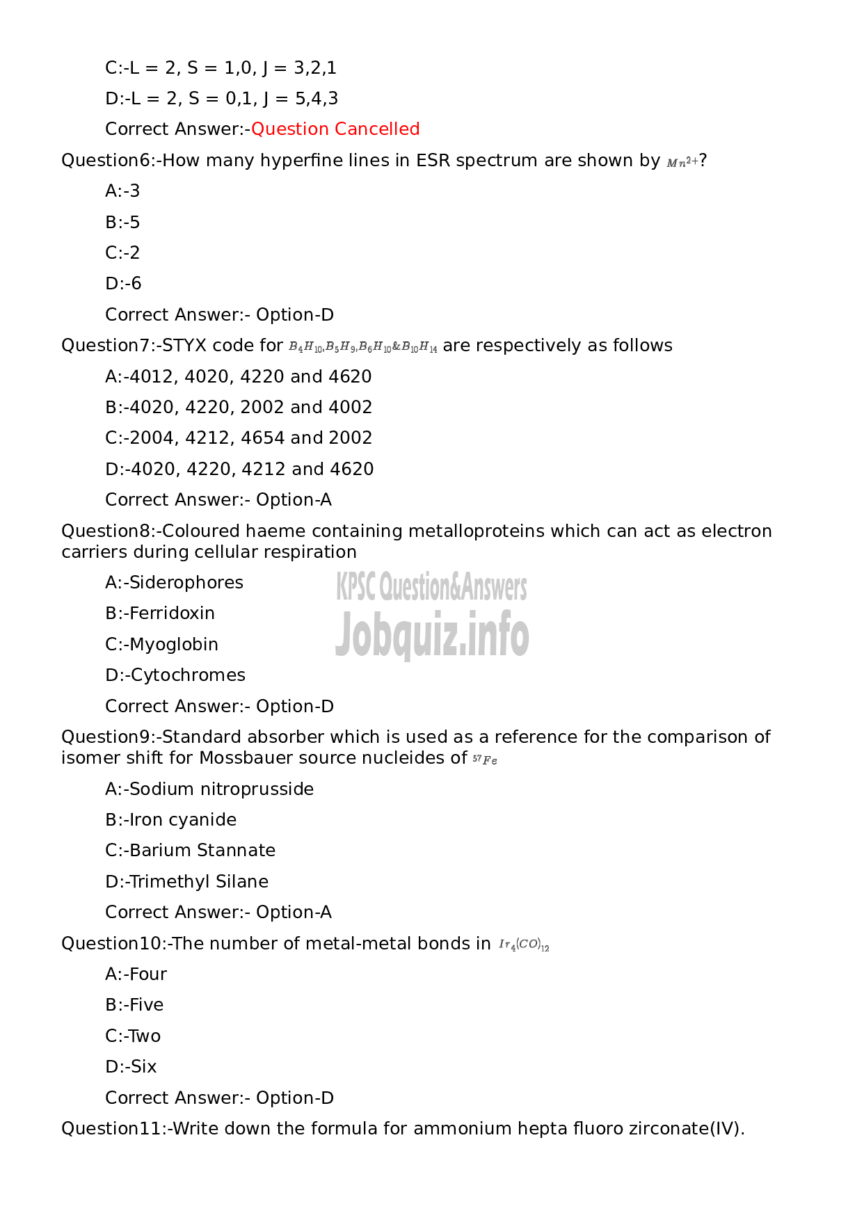 Kerala PSC Question Paper - Non Vocational Teacher Chemistry (By Transfer)-2