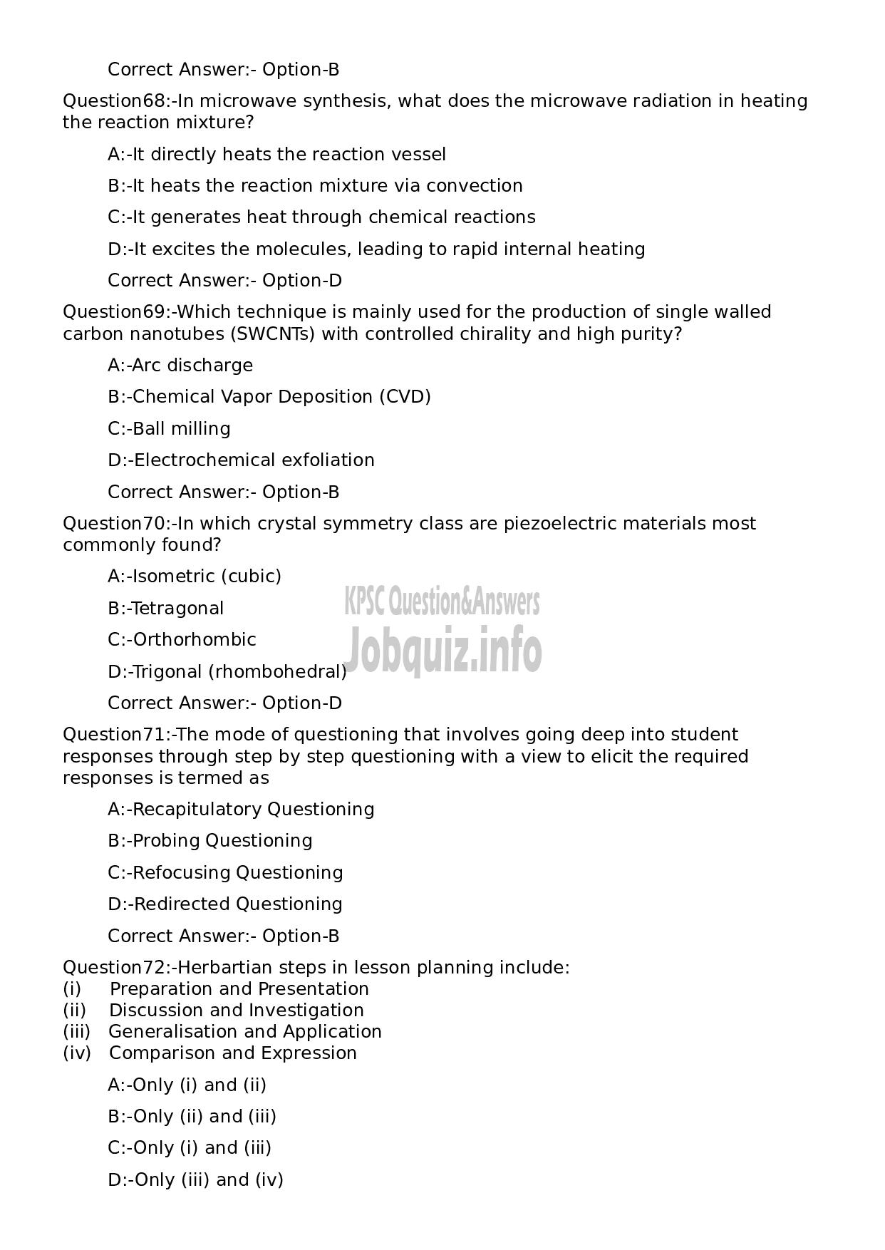 Kerala PSC Question Paper - Non Vocational Teacher Chemistry (By Transfer)-14