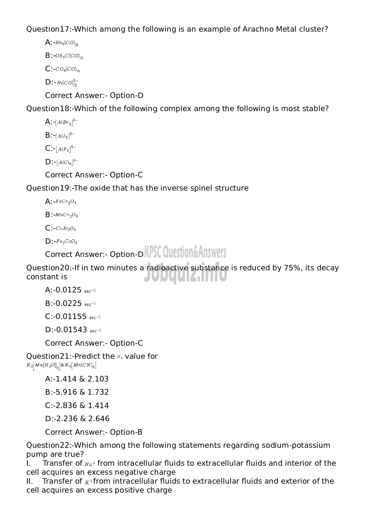 Kerala PSC Question Paper - Non Vocational Teacher Chemistry (By Transfer)-4