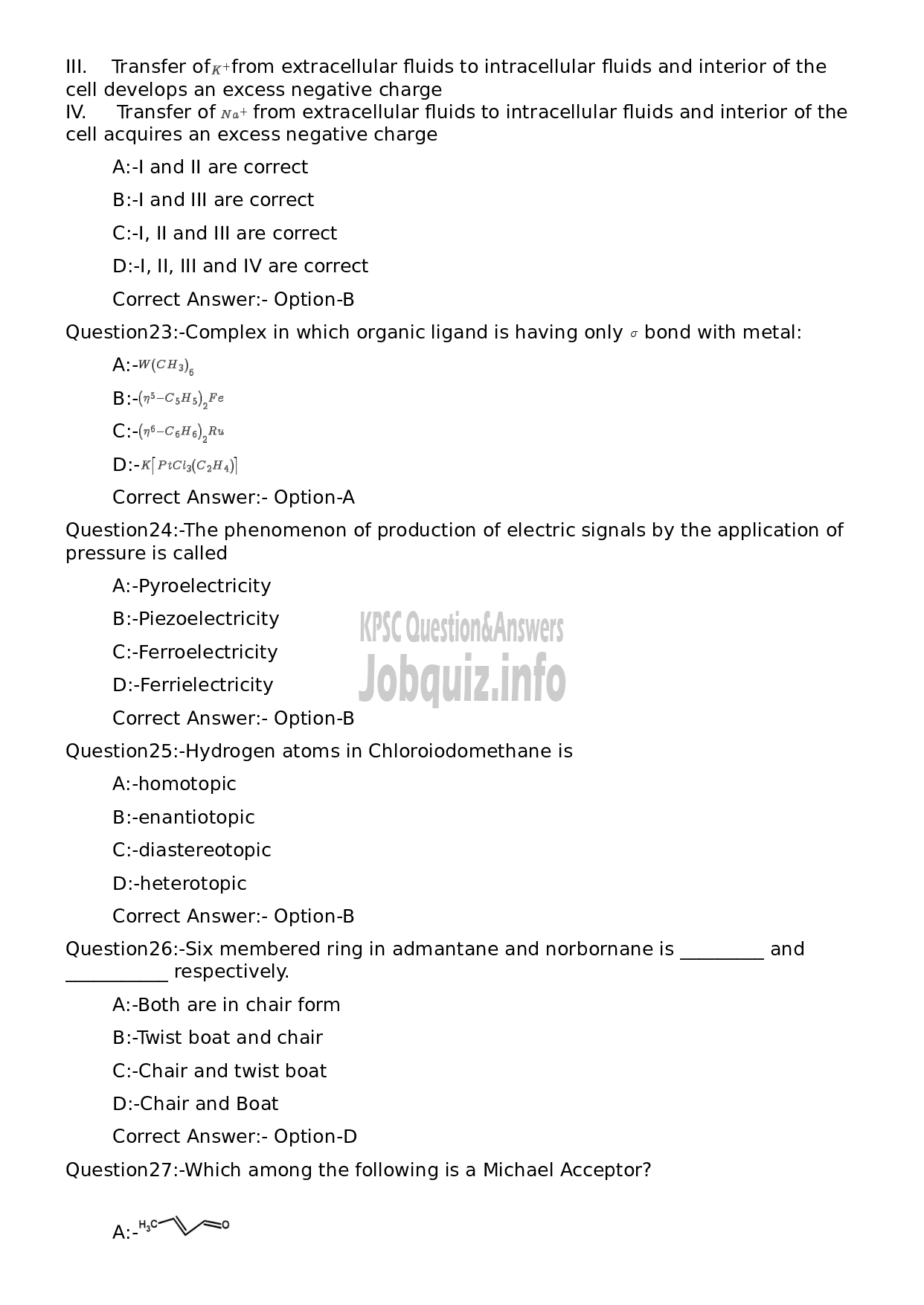 Kerala PSC Question Paper - Non Vocational Teacher Chemistry (By Transfer)-5