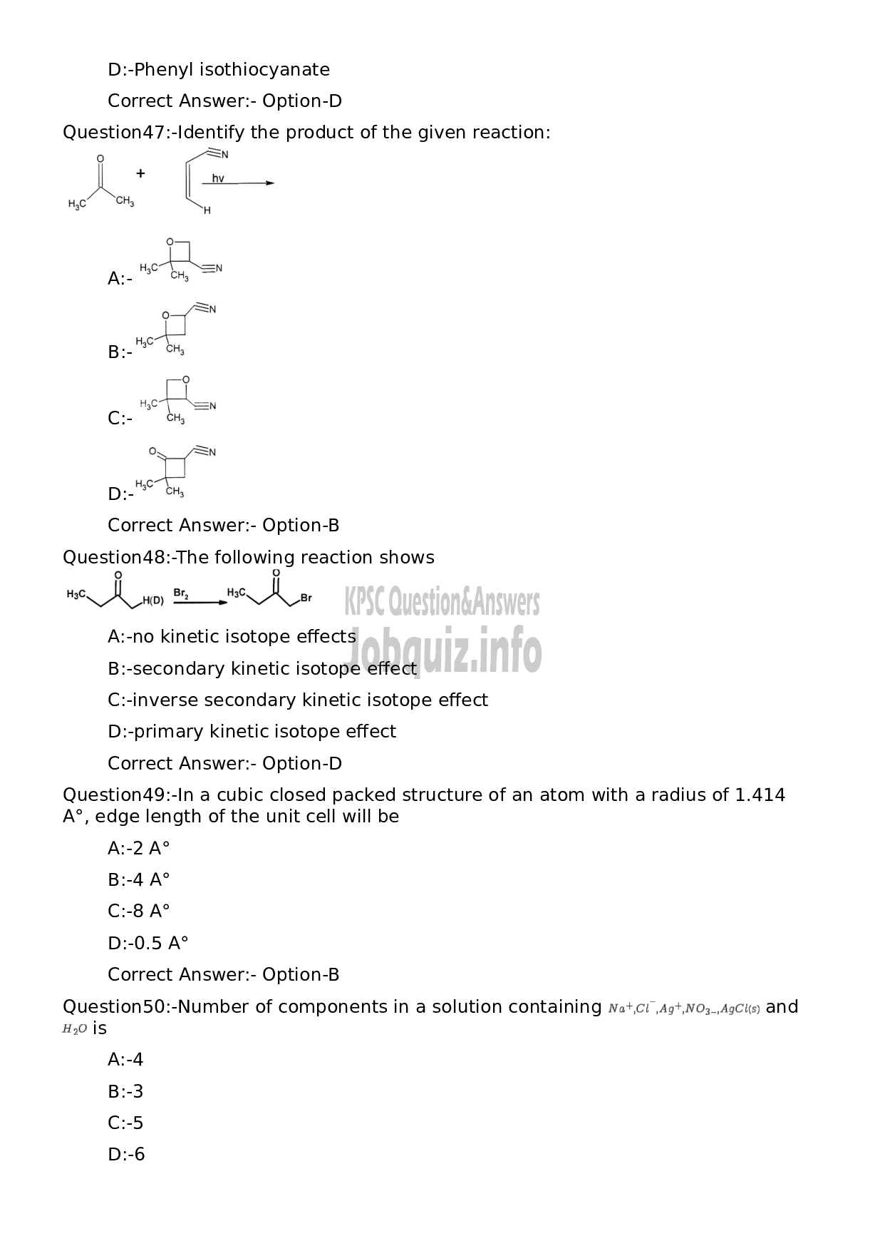 Kerala PSC Question Paper - Non Vocational Teacher Chemistry (By Transfer)-10