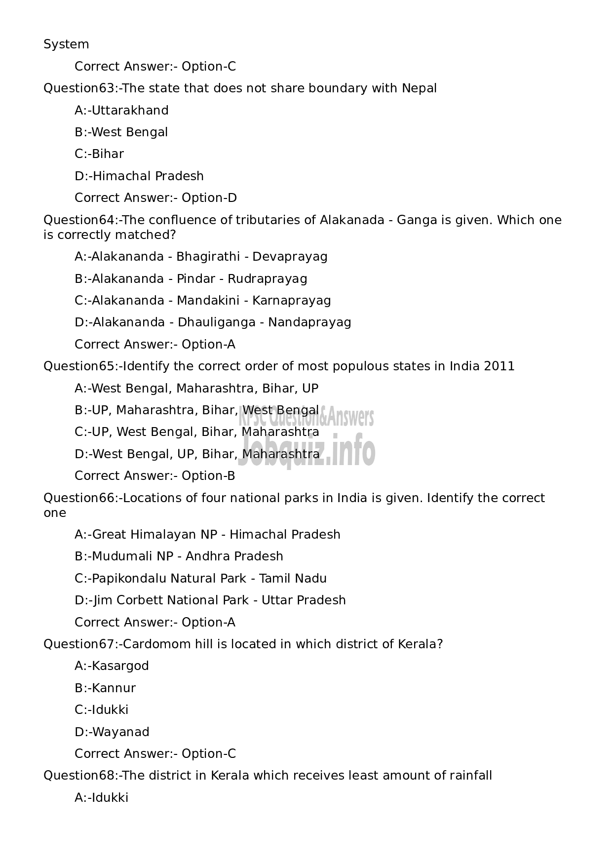 Kerala PSC Question Paper - Non Vocational Teacher Geography (Junior)-14