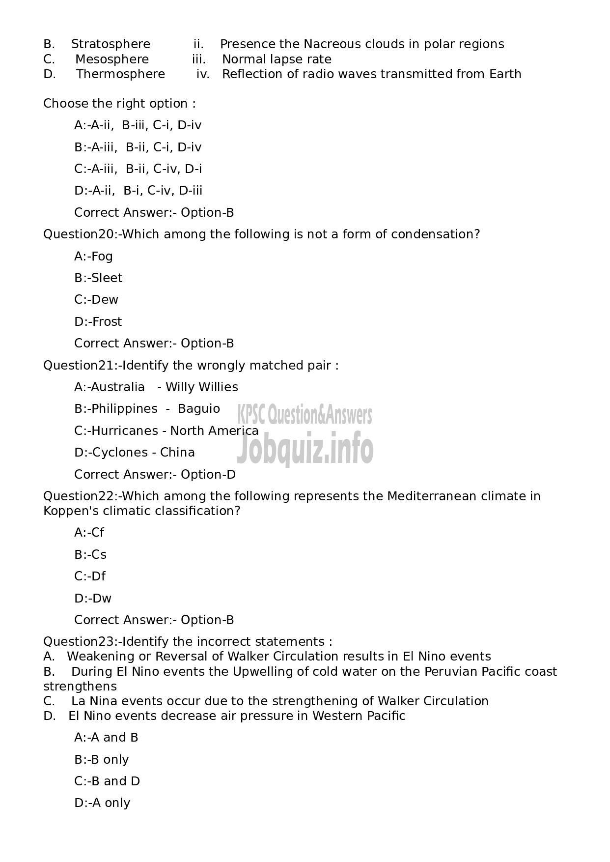 Kerala PSC Question Paper - Non Vocational Teacher Geography (Junior)-5