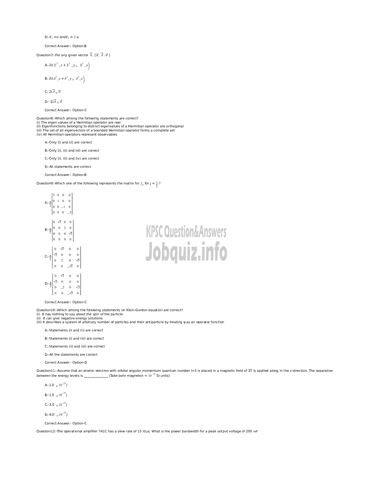 Kerala PSC Question Paper - Non Vocational Teacher in Physics (Senior) - Kerala Vocational Higher Secondary Education -2