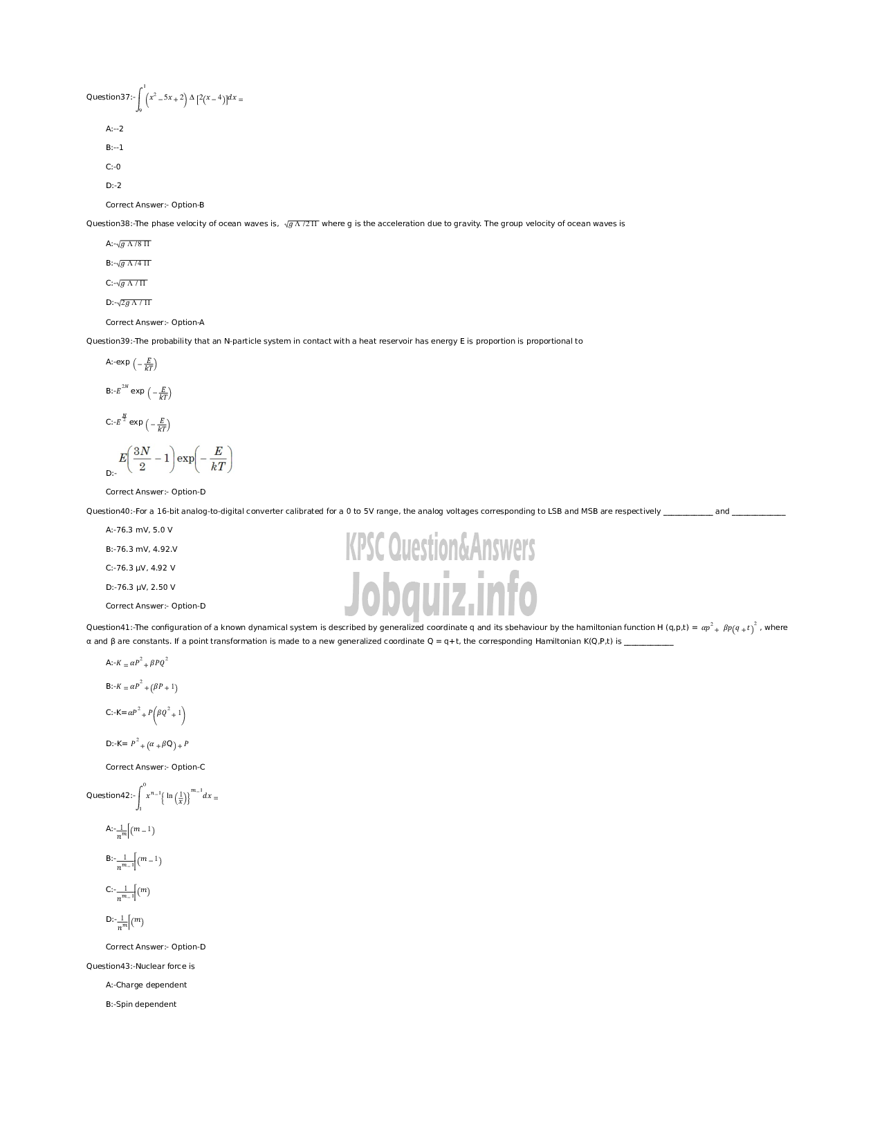 Kerala PSC Question Paper - Non Vocational Teacher in Physics (Senior) - Kerala Vocational Higher Secondary Education -7