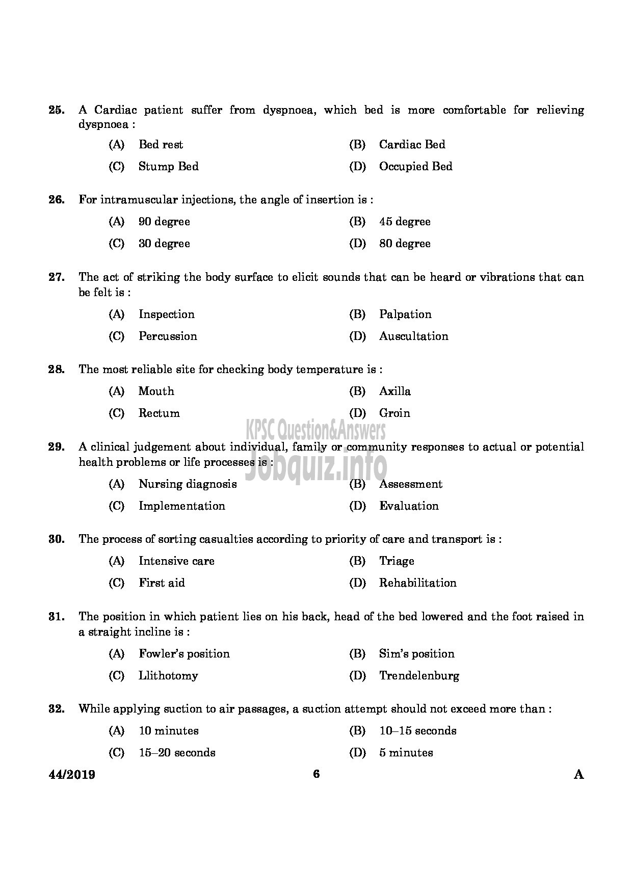 Kerala PSC Question Paper - Nurse Gr.II (Homoeo) Homoeopathy/Staff Nurse (Allopathy) English -4