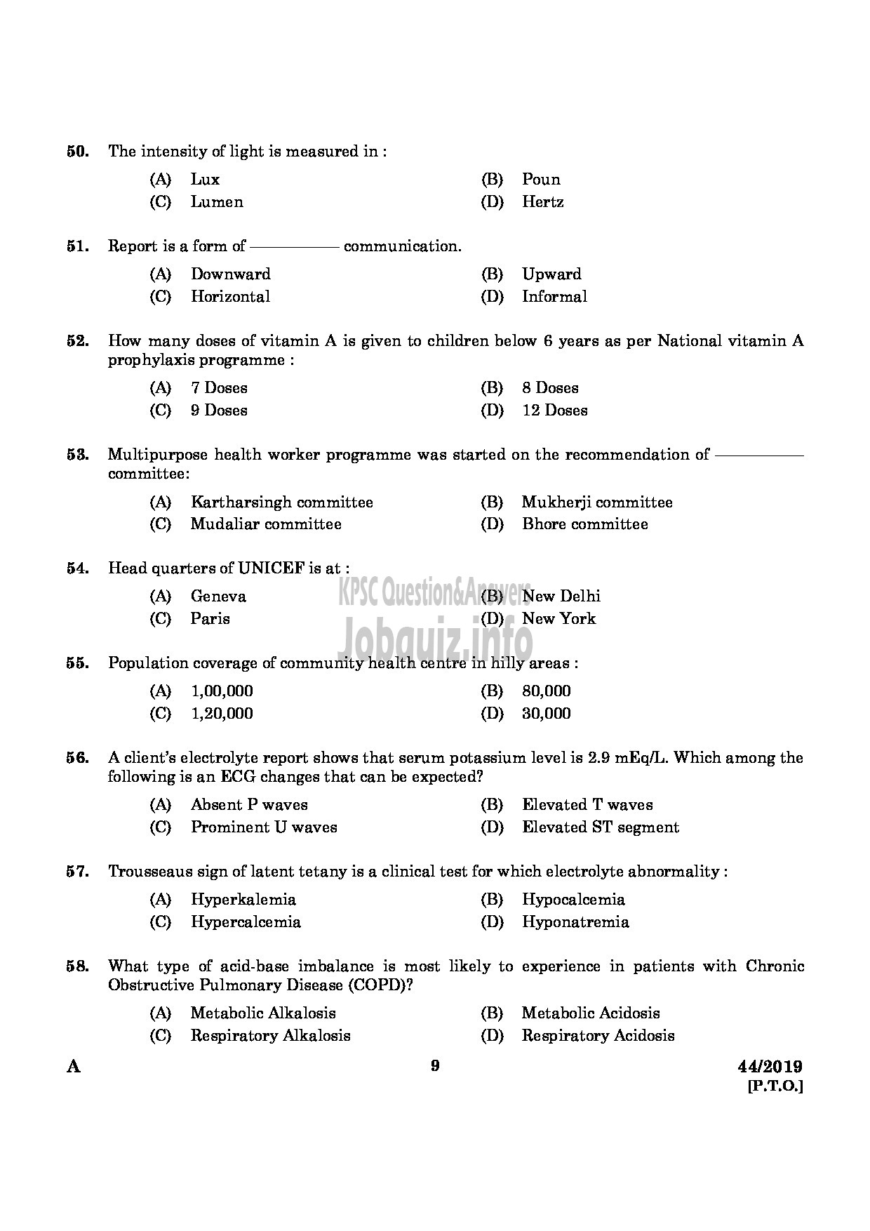 Kerala PSC Question Paper - Nurse Gr.II (Homoeo) Homoeopathy/Staff Nurse (Allopathy) English -7