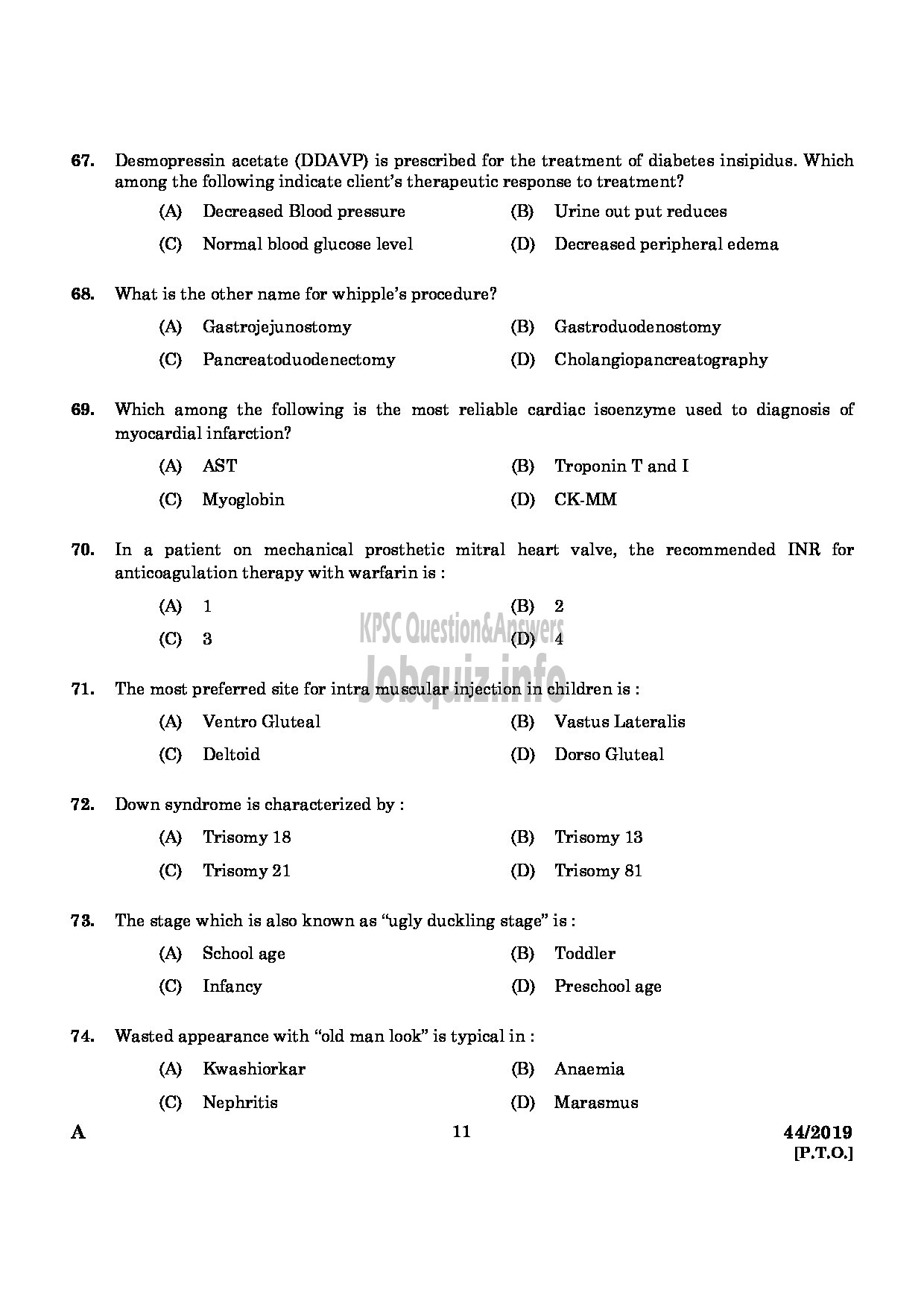Kerala PSC Question Paper - Nurse Gr.II (Homoeo) Homoeopathy/Staff Nurse (Allopathy) English -9