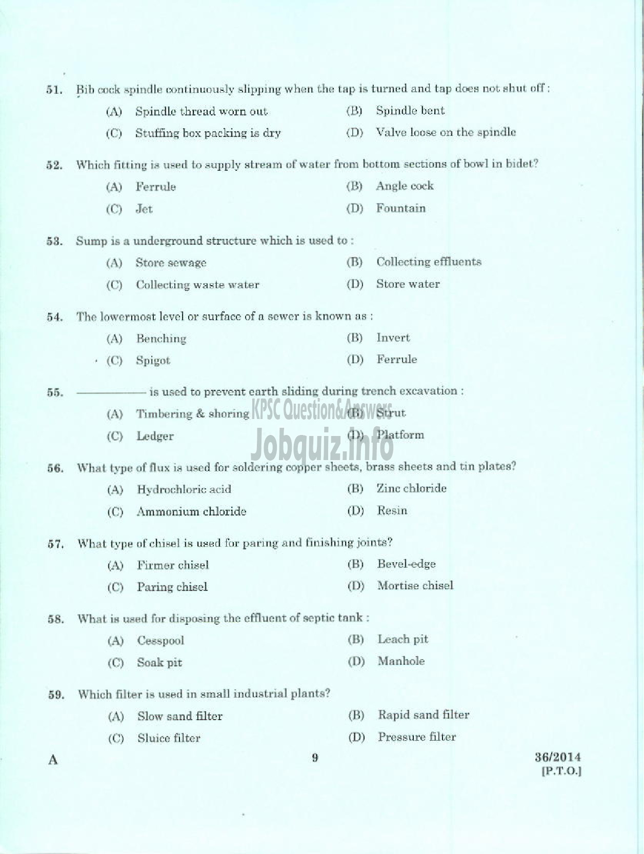 Kerala PSC Question Paper - OPERATOR FOAM MATTINGS INDIA LIMITED-7