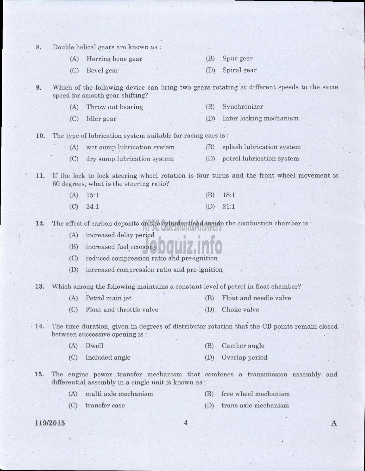 Kerala PSC Question Paper - OPERATOR WATER AUTHORITY-2