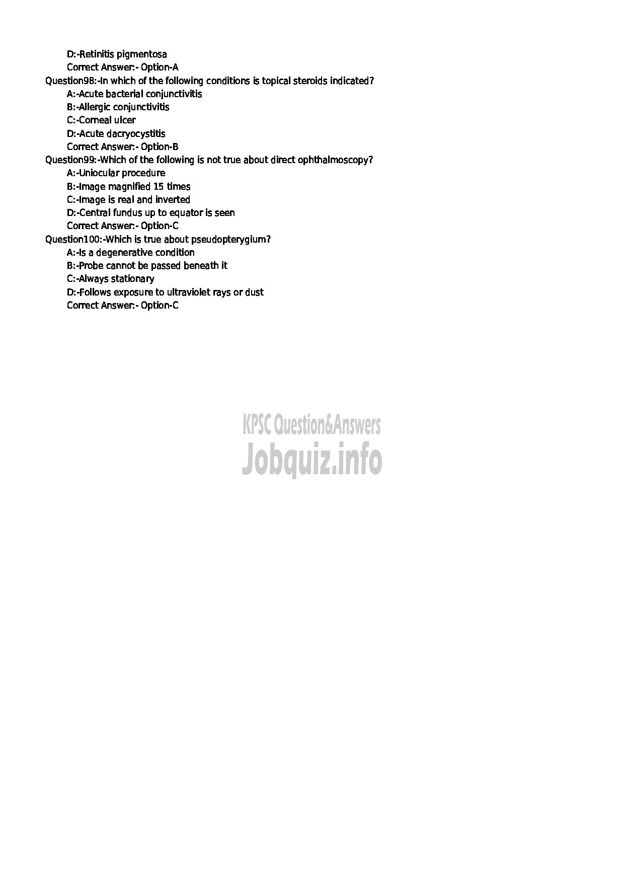 Kerala PSC Question Paper - OPHTHALMIC ASSISTANT GR II SR FOR SC/ST MEDICAL EDUCATION-11