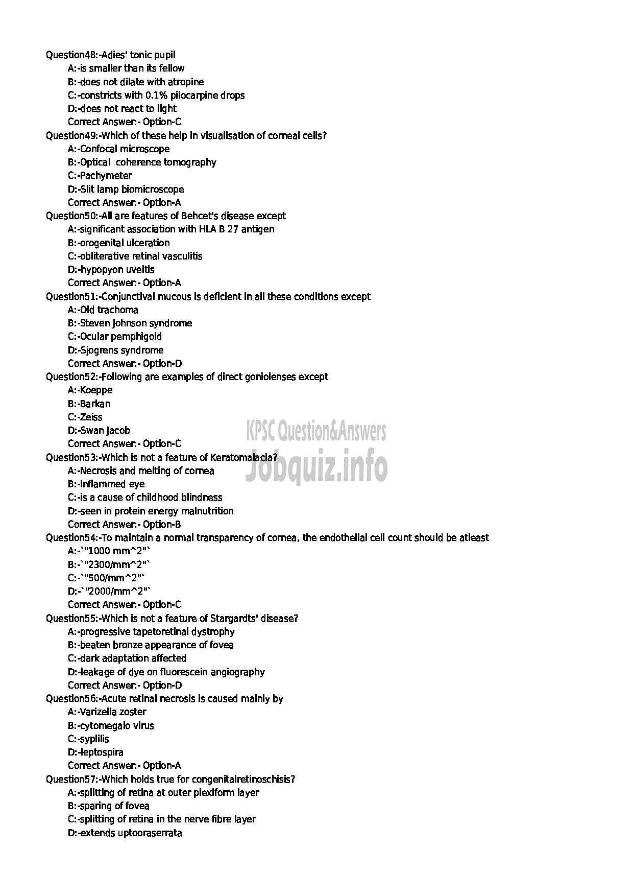 Kerala PSC Question Paper - OPTOMETRIST GR II HEALTH SERVICES-6