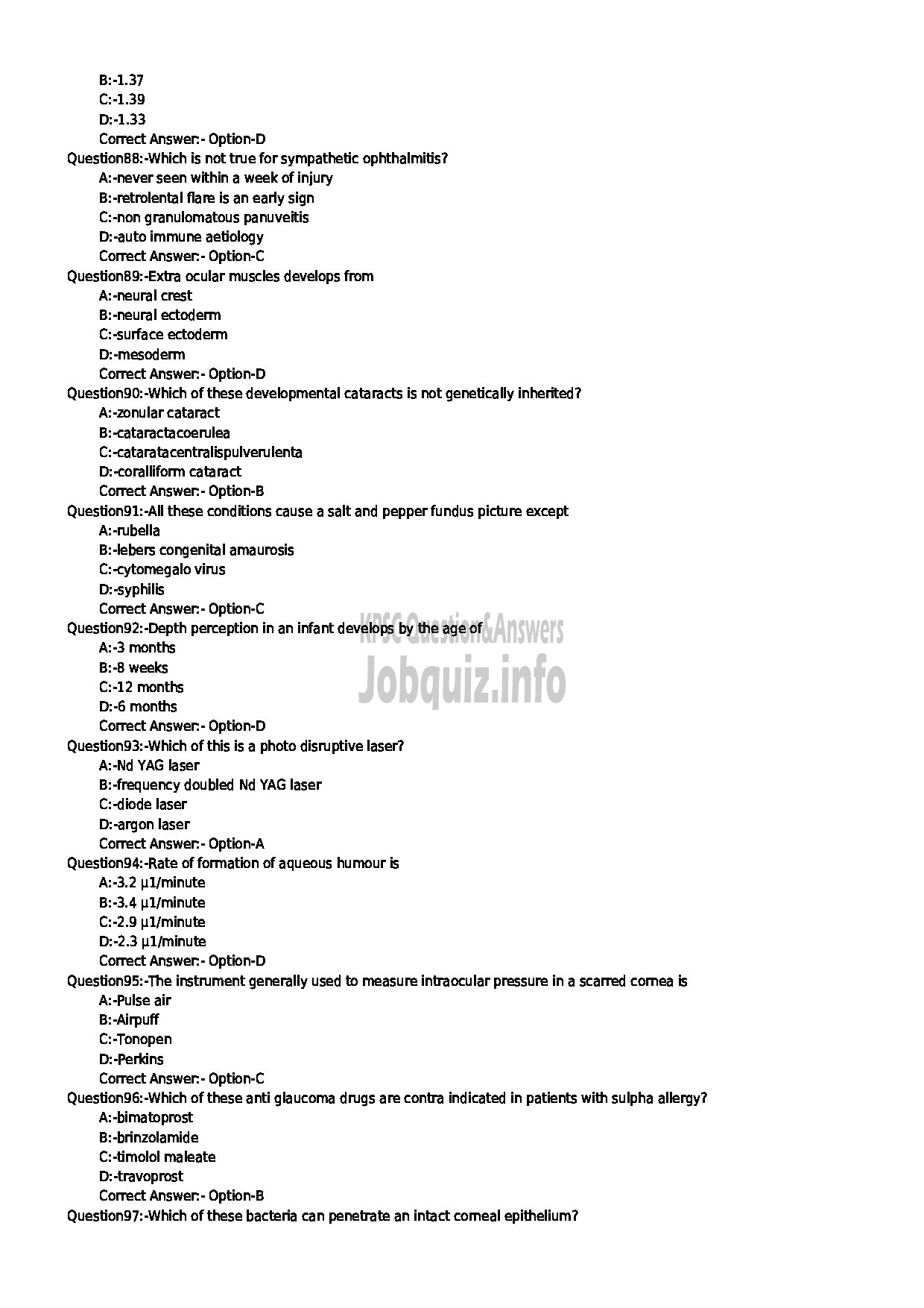 Kerala PSC Question Paper - OPTOMETRIST GR II HEALTH SERVICES-10