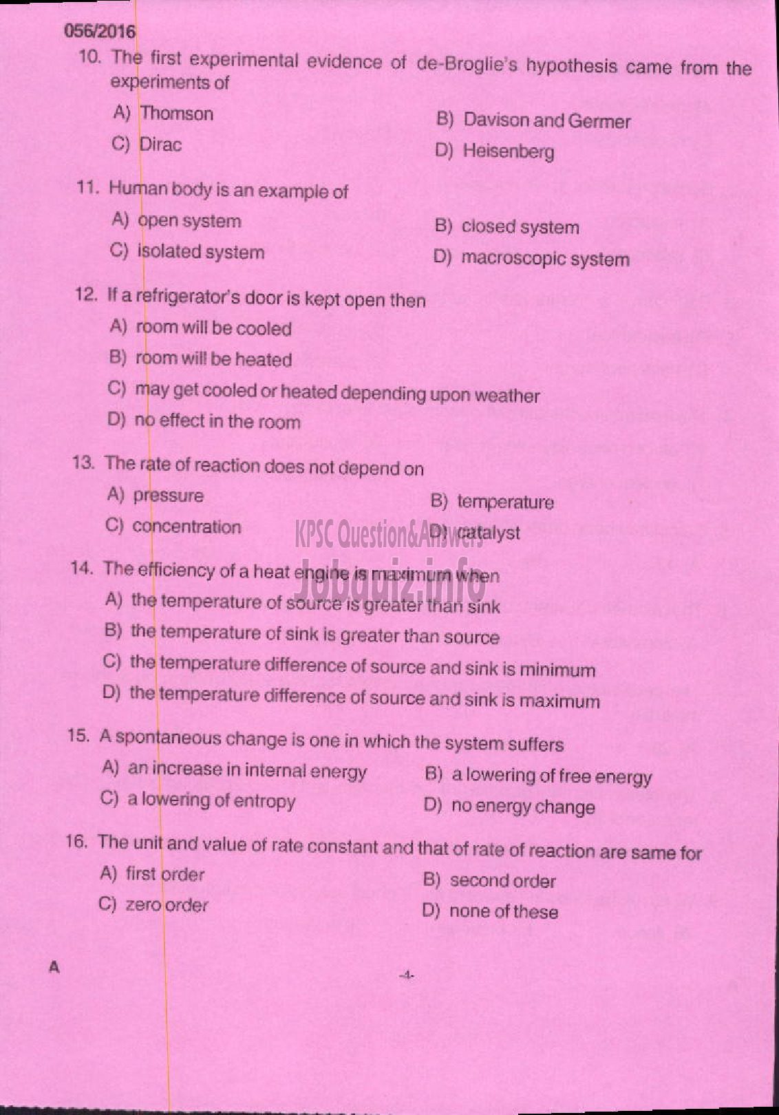 Kerala PSC Question Paper - OTHER RESEARCH ASSISTANT CHEMISTRY FISHERIES-2