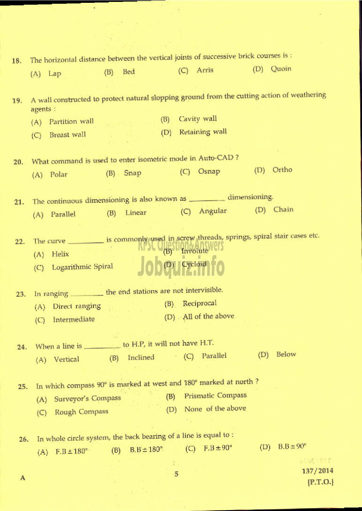 Kerala PSC Question Paper - OVERSEER GR III/WORK SUPERINTENDENT GR II KERALA LAND DEVELOPMENT CORPORATION LTD-3